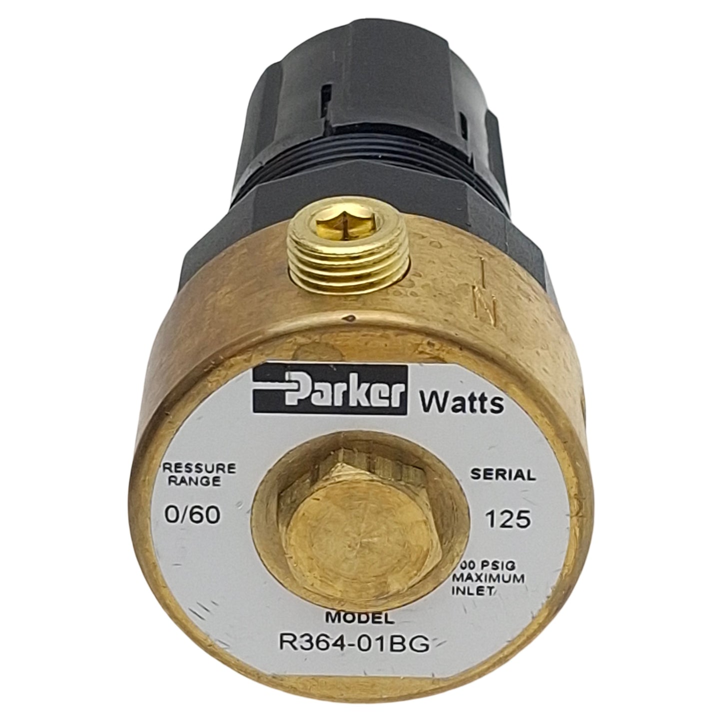 New Parker R364-01BG Miniature Pneumatic Regulator, 1/8in NPT, 0-60psi, 10SCFM