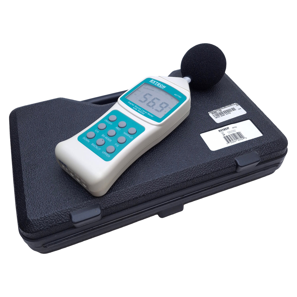 Used Extech 407750 Digital Sound Level Meter w/Case 30-130dB Range, 3-1/2 Digit LCD