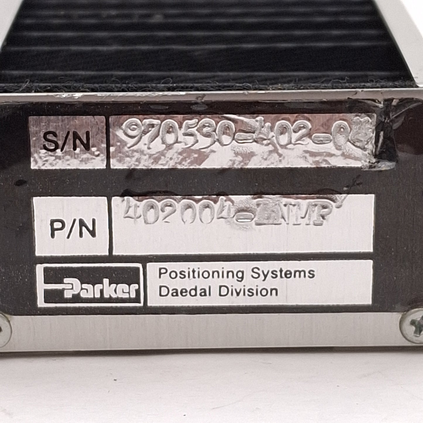 Used Parker 402004LNMP Linear Actuator, 5mm Leadscrew, 100mm Travel *Adapter Plate*