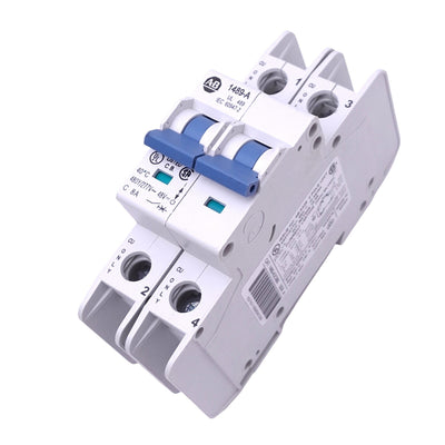 Used Allen Bradley 1489-A2C080 Circuit Breaker, 2-Pole 8A, 480Y/277VAC 48VDC Max
