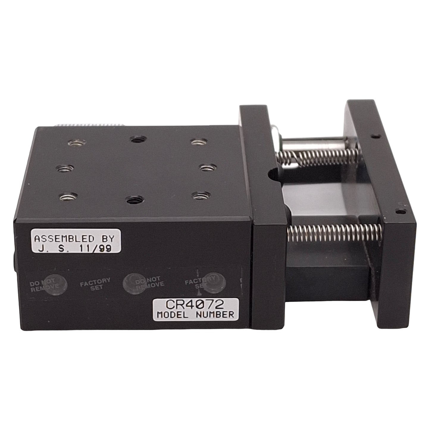 Used Parker CR4072 Cross Roller Linear Stage, 0.5in Travel, 1.75x1.75in, 80lbs Load
