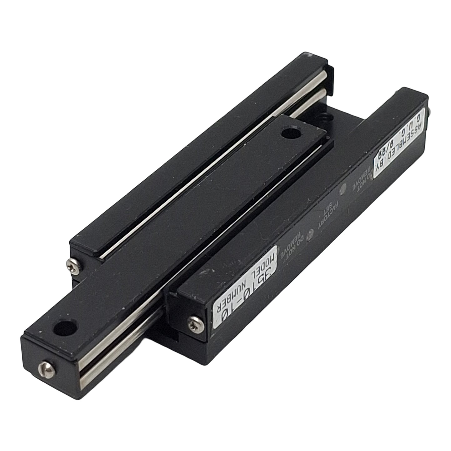 Used Parker 3510-10 Ball Bearing Linear Slide, 1in Travel, 2.68in x 1in, 29lbs, #6-32