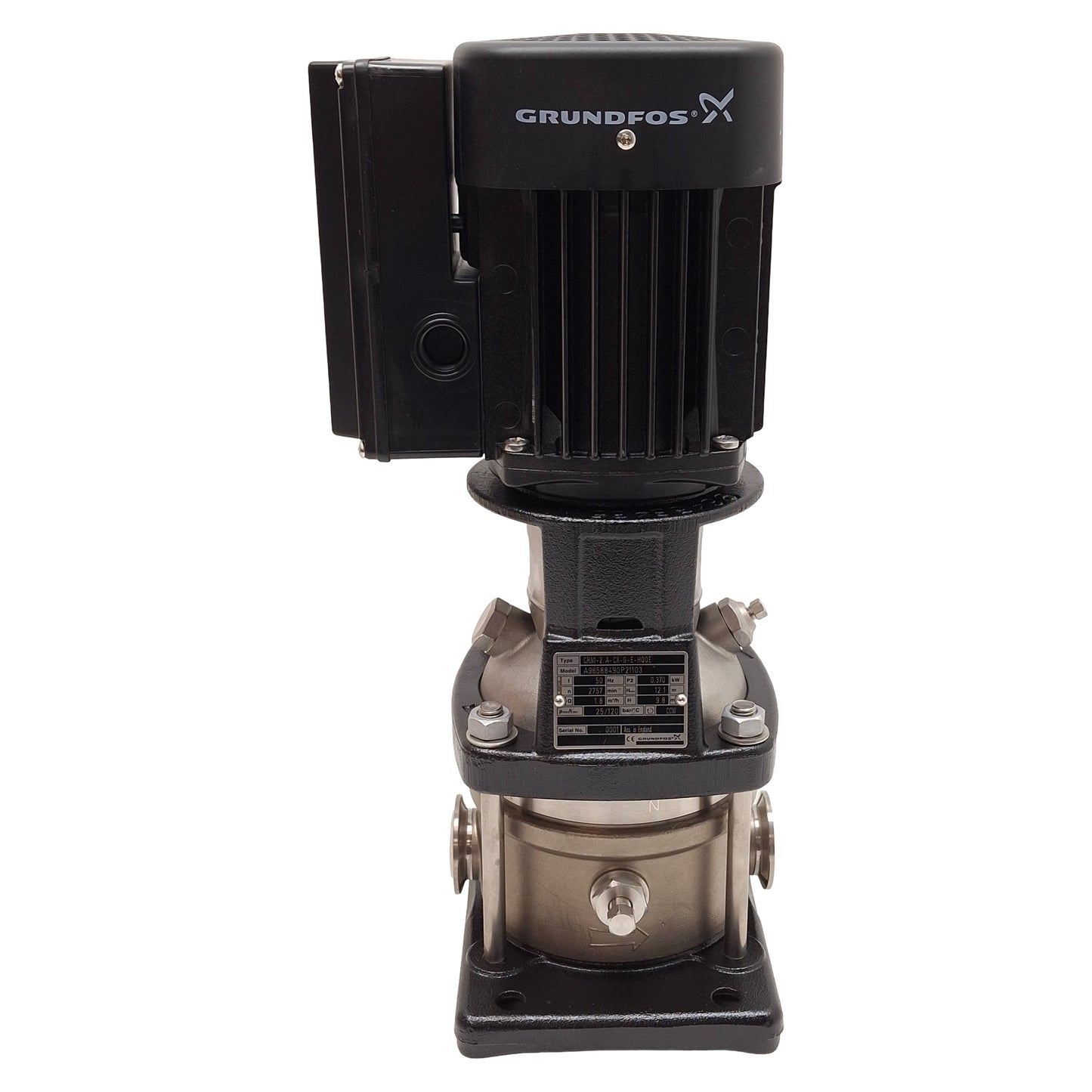 New Grundfos CRN1-2 A-CX-G-E-HQQE Vertical Centrifugal Pump, 0.37kW, 230/240VAC 50Hz