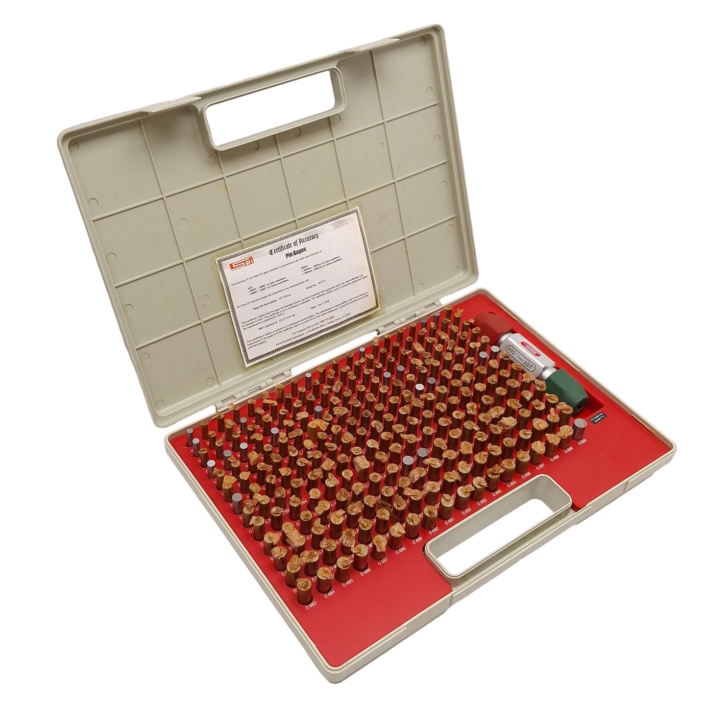 Used SPI M2 Minus 250pcs Class ZZ Pin Gages Set, ø0.251-0.500in, +0.0000 to -0.0002in