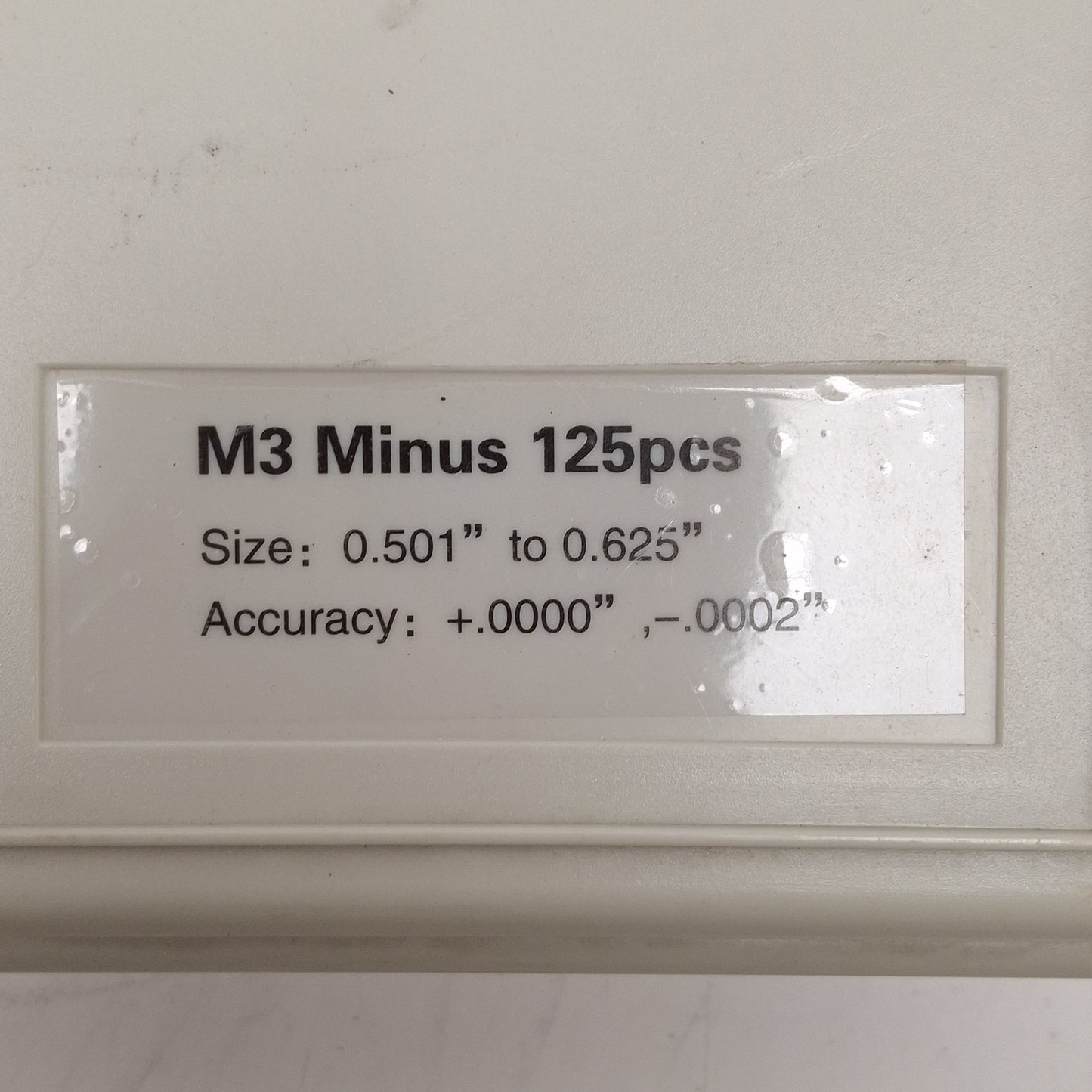 Used SPI M3 Minus 125pcs Class ZZ Pin Gages Set, ø0.501-0.625in, +0.0000 to -0.0002in