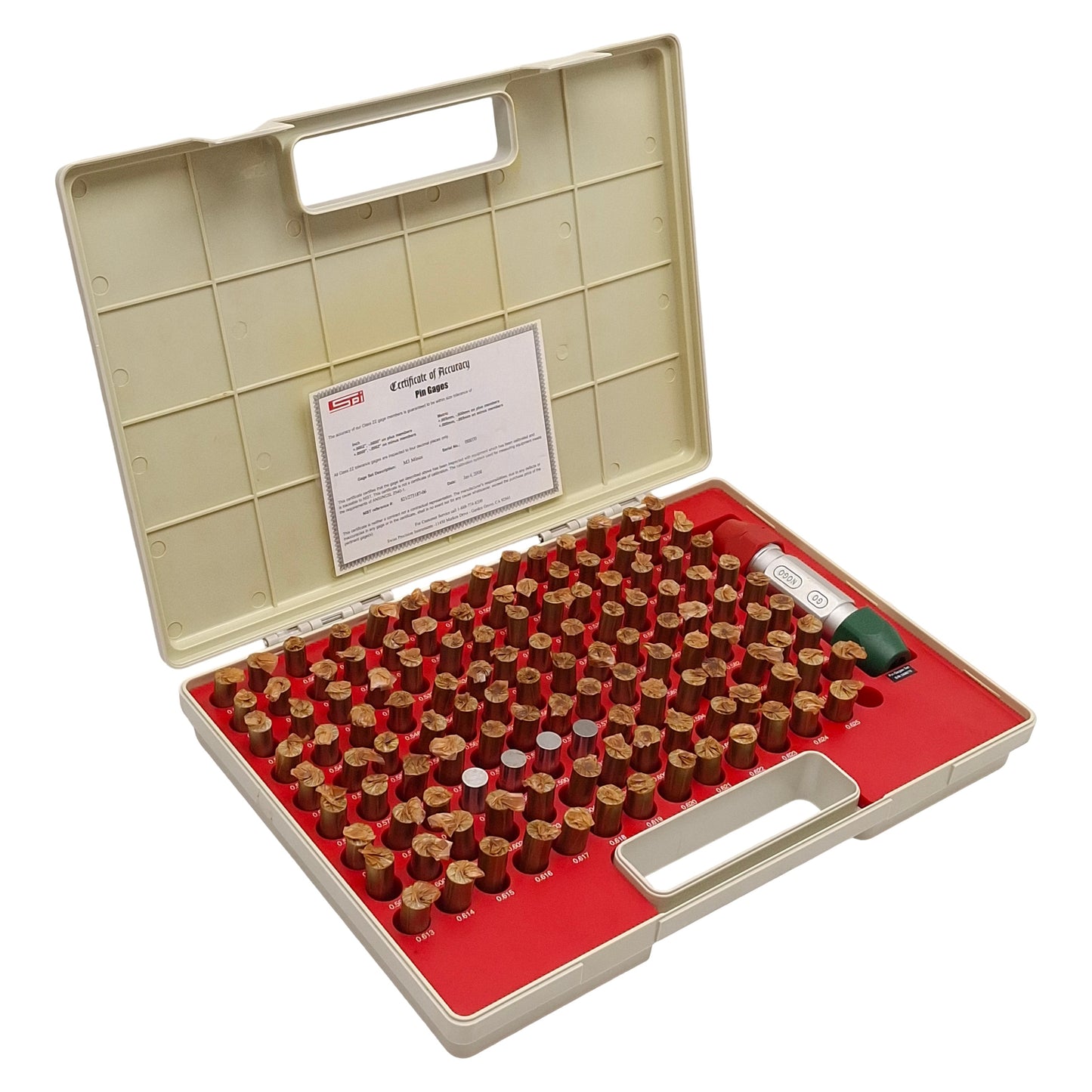 Used SPI M3 Minus 125pcs Class ZZ Pin Gages Set, ø0.501-0.625in, +0.0000 to -0.0002in