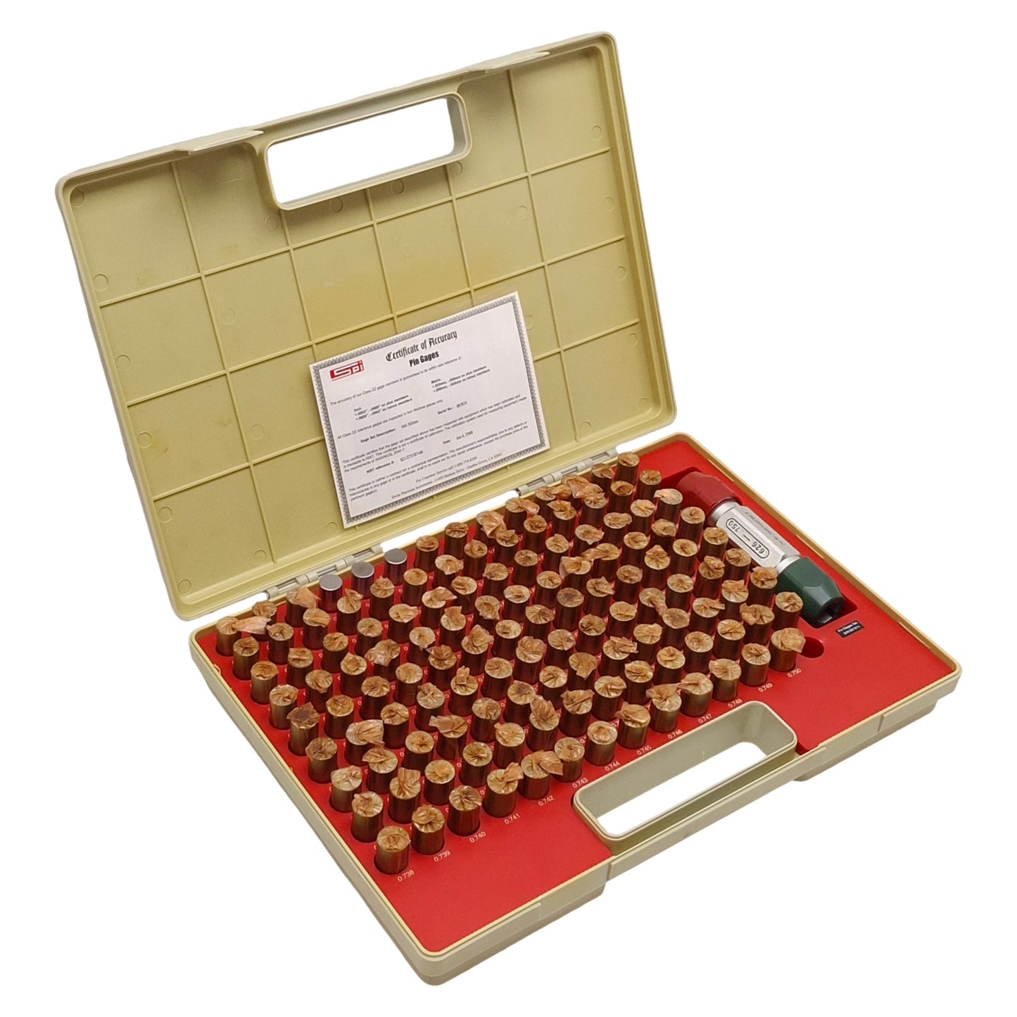 Used SPI M4 Minus 125pcs Class ZZ Pin Gages Set, ø0.626-0.750in, +0.0000 to -0.0002in
