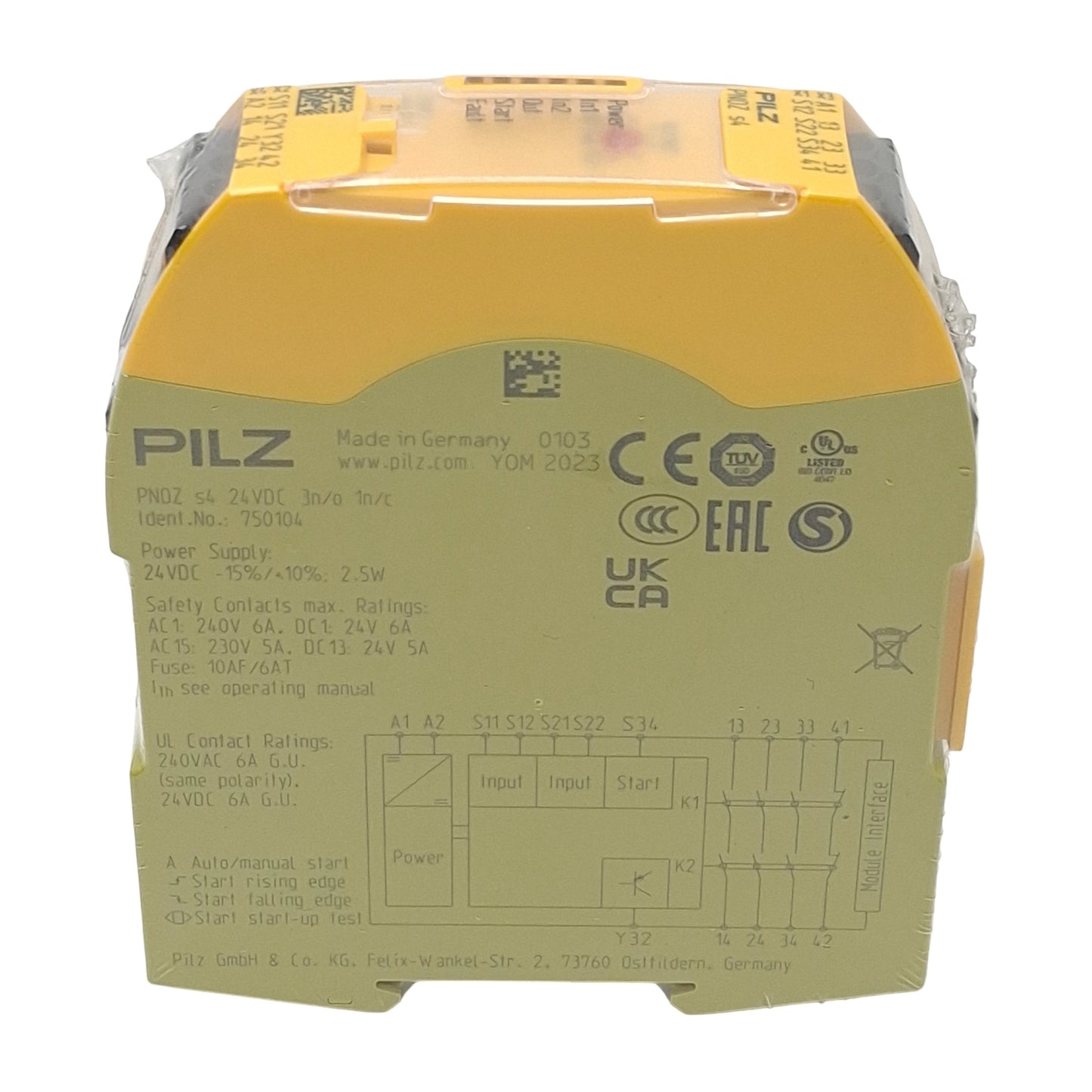 New pilz PNOZ s4 24VDC 3n/o 1n/c Safety Relay, 2x Inputs, 3-Pole, NC Aux, 24VDC
