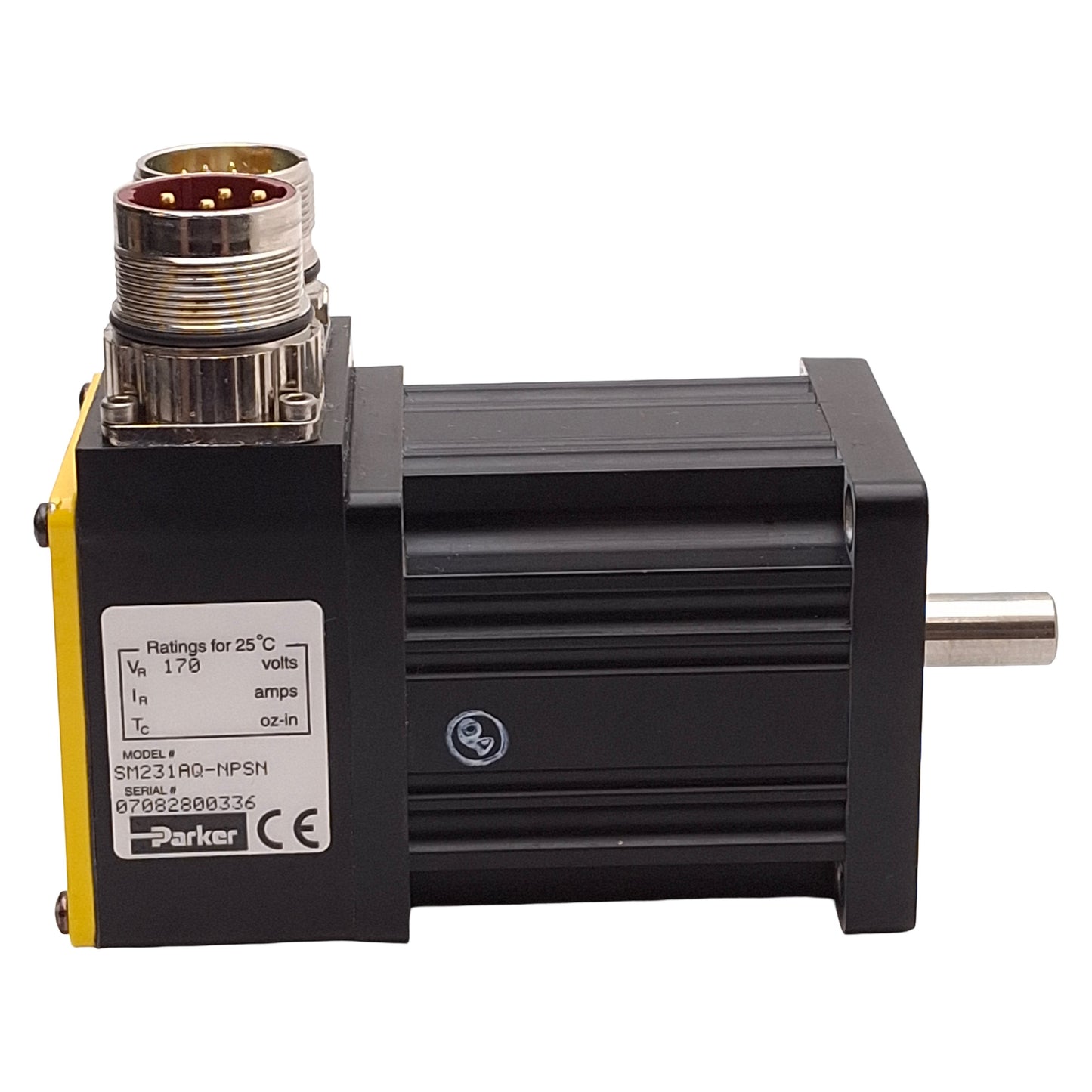 Used Parker SM231AQ-NPSN Servo Motor, 170VDC Bus, 7500rpm, ø3/8in Shaft, NEMA 23