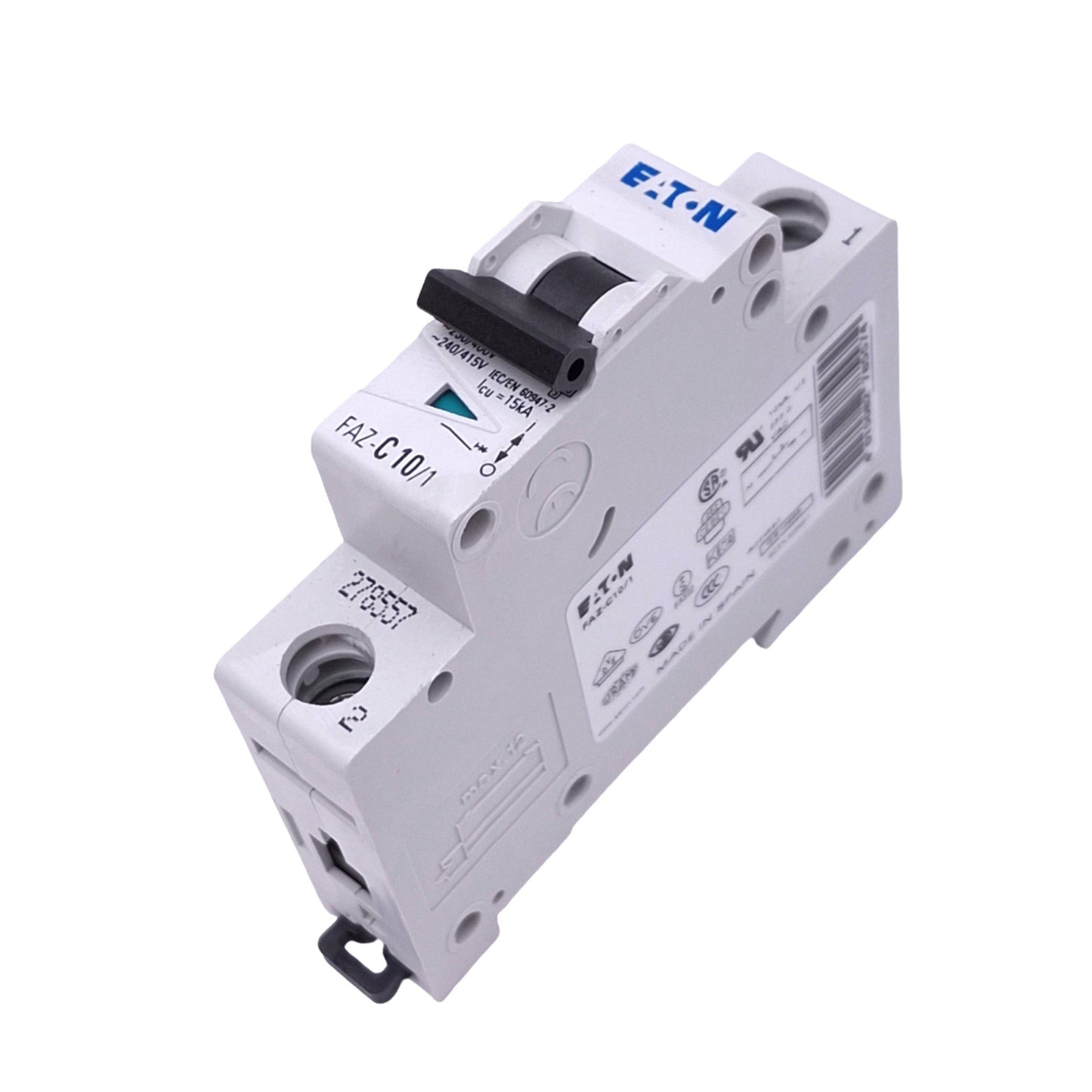 Used Eaton FAZ-C10/1 Miniature Circuit Breaker, 1-Pole 10A, 230/400VAC, DIN Rail