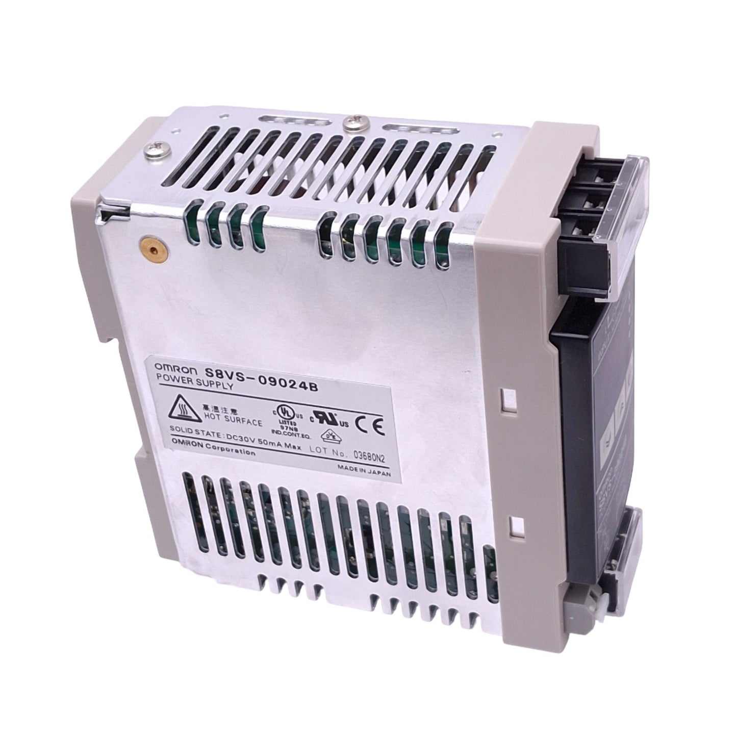 Used Omron S8VS-09024B Power Supply w/ Display, 100-240VAC In, 24VDC 3.75A Out, 90W