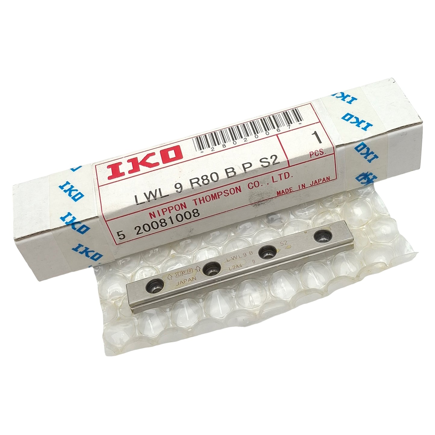New IKO LWL 9 R80 B P S2 Linear Guide Rail, 9mm W x 10mm H x 80mm L, 20mm Pitch