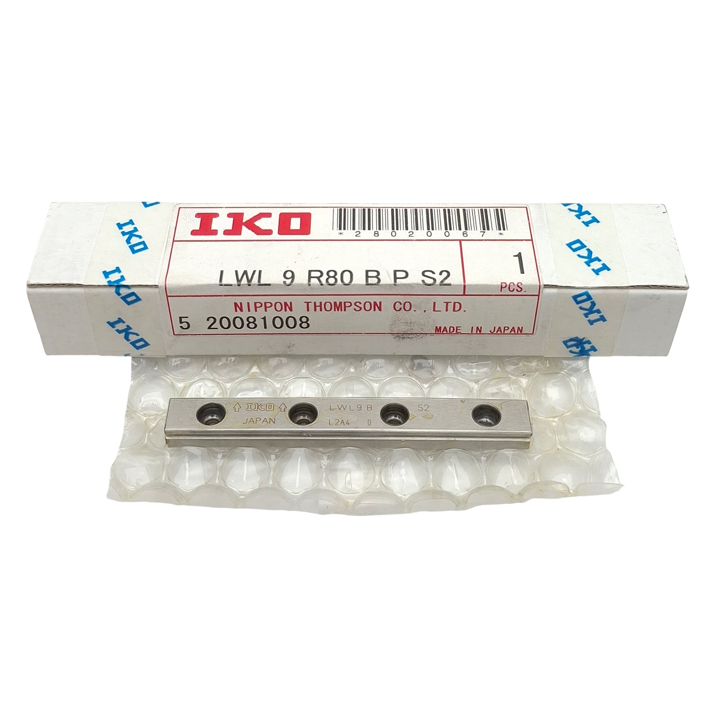 New IKO LWL 9 R80 B P S2 Linear Guide Rail, 9mm W x 10mm H x 80mm L, 20mm Pitch