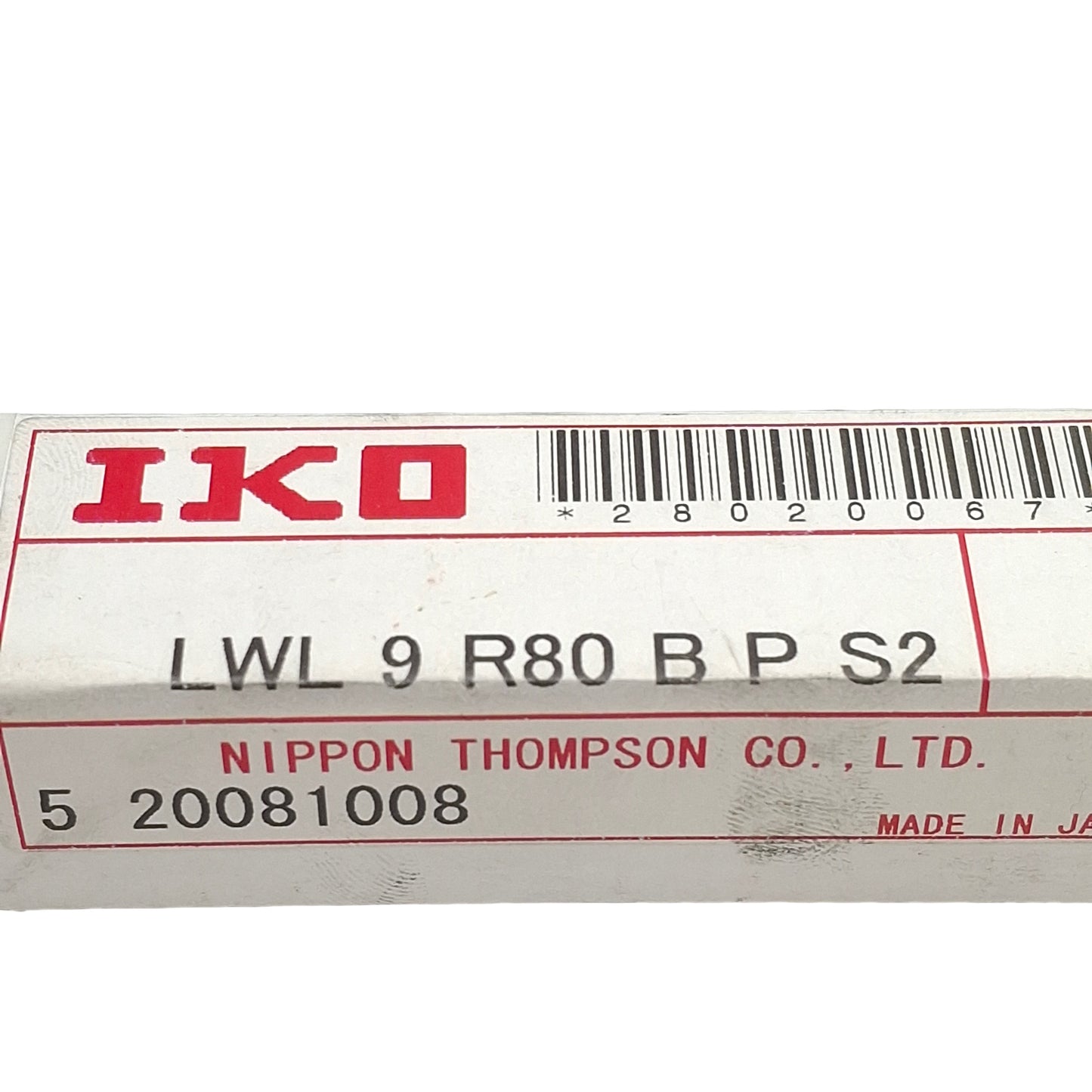 New IKO LWL 9 R80 B P S2 Linear Guide Rail, 9mm W x 10mm H x 80mm L, 20mm Pitch