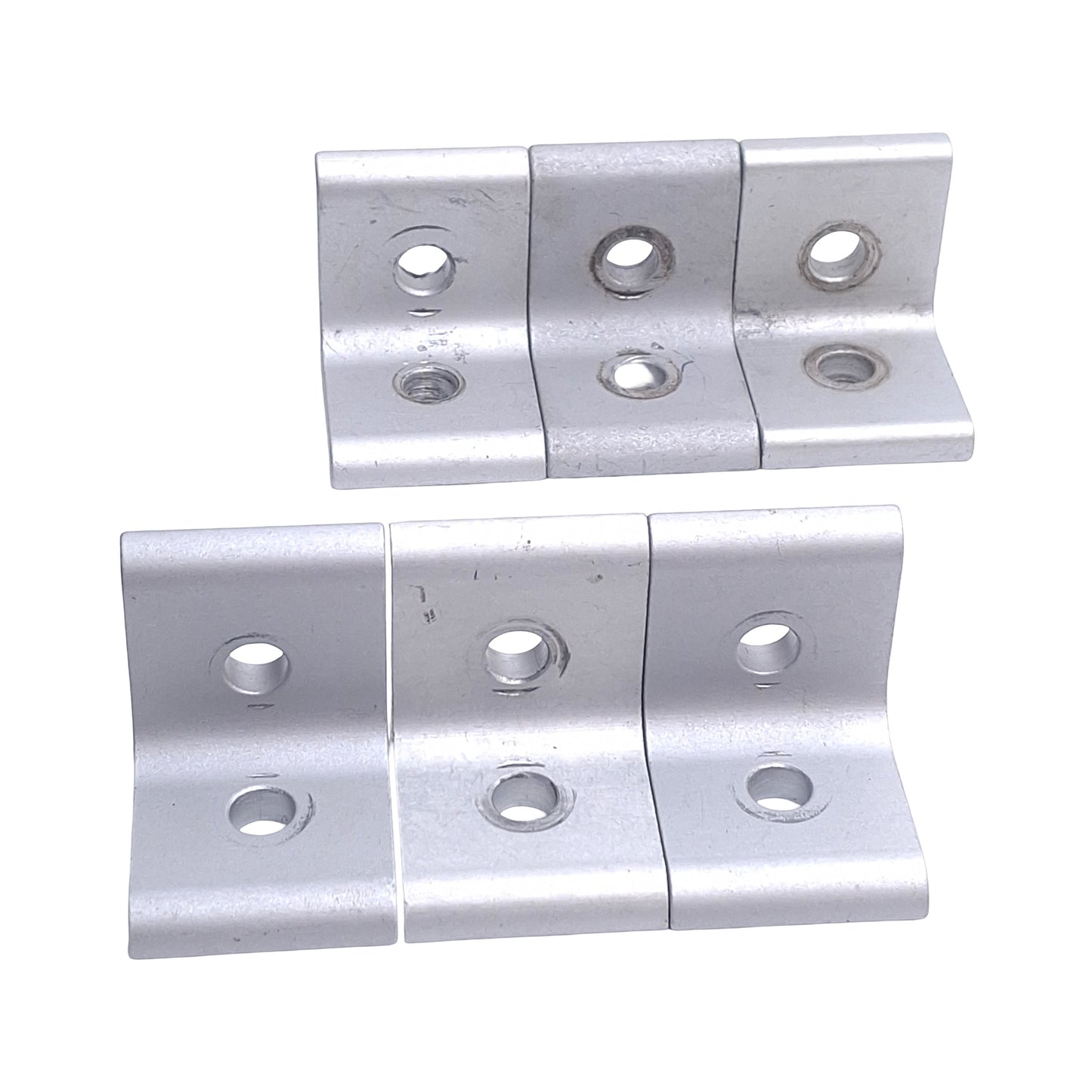 Used Lot of 6 80/20 4302 Aluminum Extrusion Inside Corner Bracket, 2-Hole, 15-Series