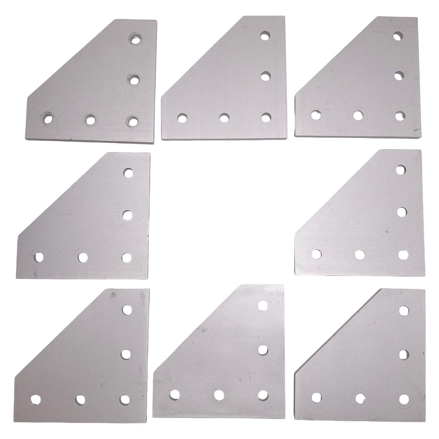 Used Lot of 8 80/20 4351 90 Degree Angled Flat Plate, 15-Series, 5-Hole, 4.5 x 4.5in