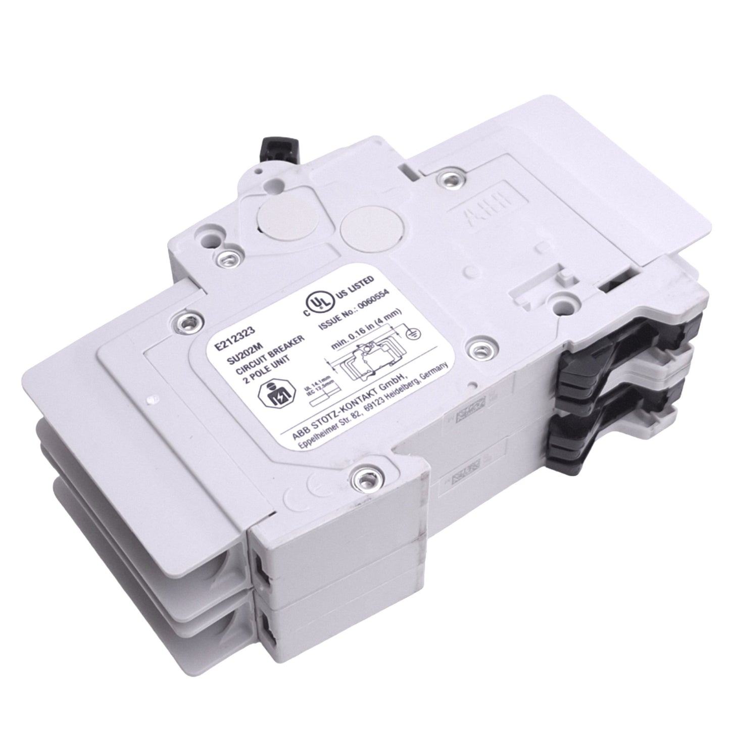 Used ABB SU202M-K15 Circuit Breaker, 2-Pole, 15A, 480Y/277VAC Max, DIN Rail