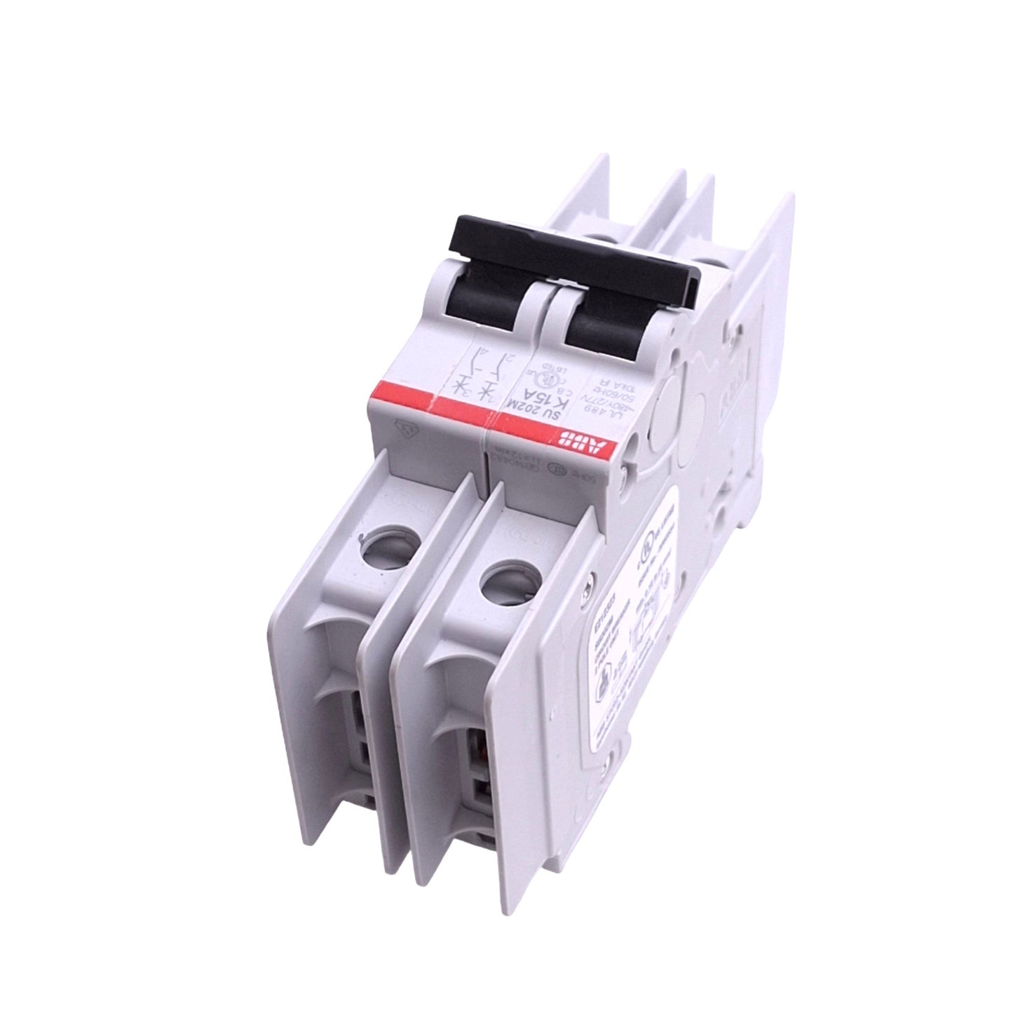 Used ABB SU202M-K15 Circuit Breaker, 2-Pole, 15A, 480Y/277VAC Max, DIN Rail