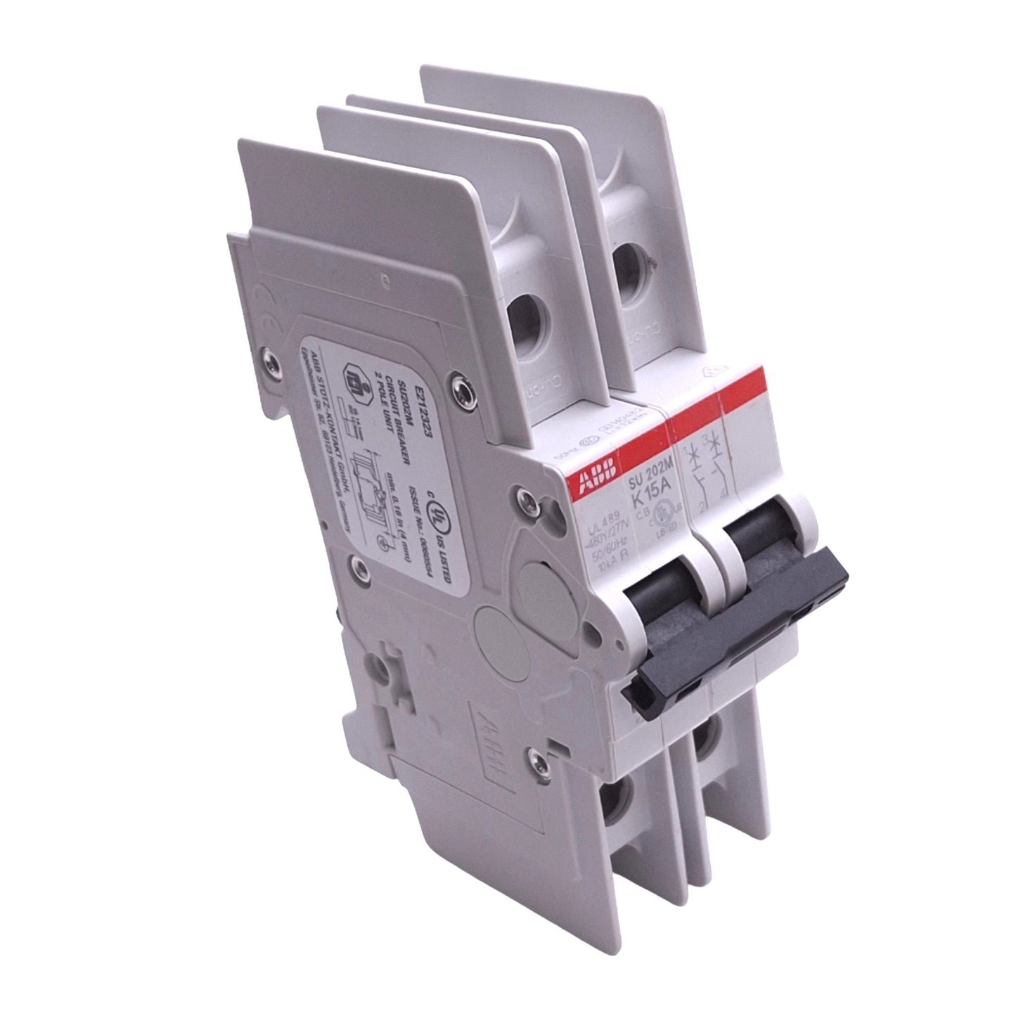 Used ABB SU202M-K15 Circuit Breaker, 2-Pole, 15A, 480Y/277VAC Max, DIN Rail