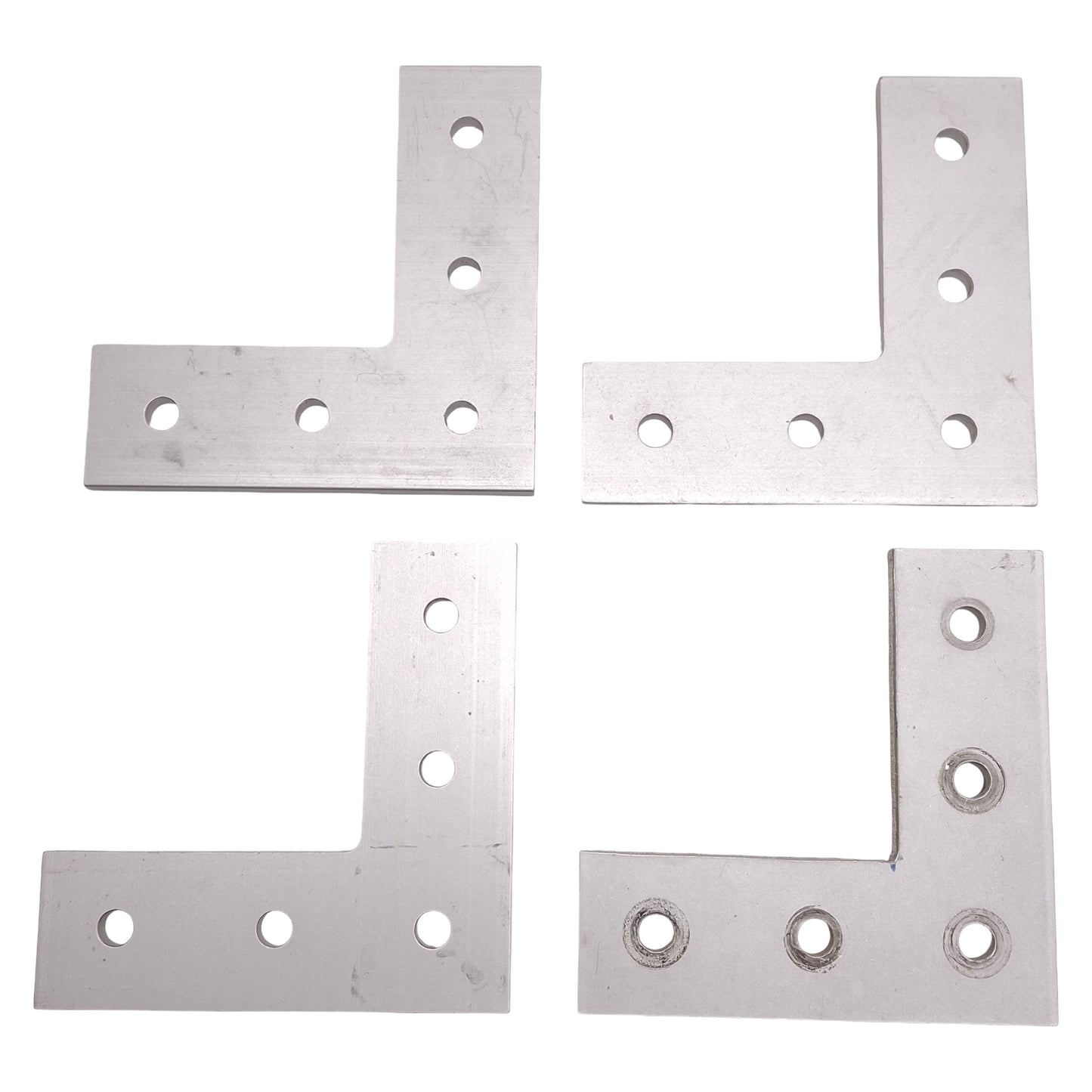Used Lot of 4 80/20 4481 Aluminum L Flat Plate, 15-Series, 5-Hole, 4.5in x 4.5in