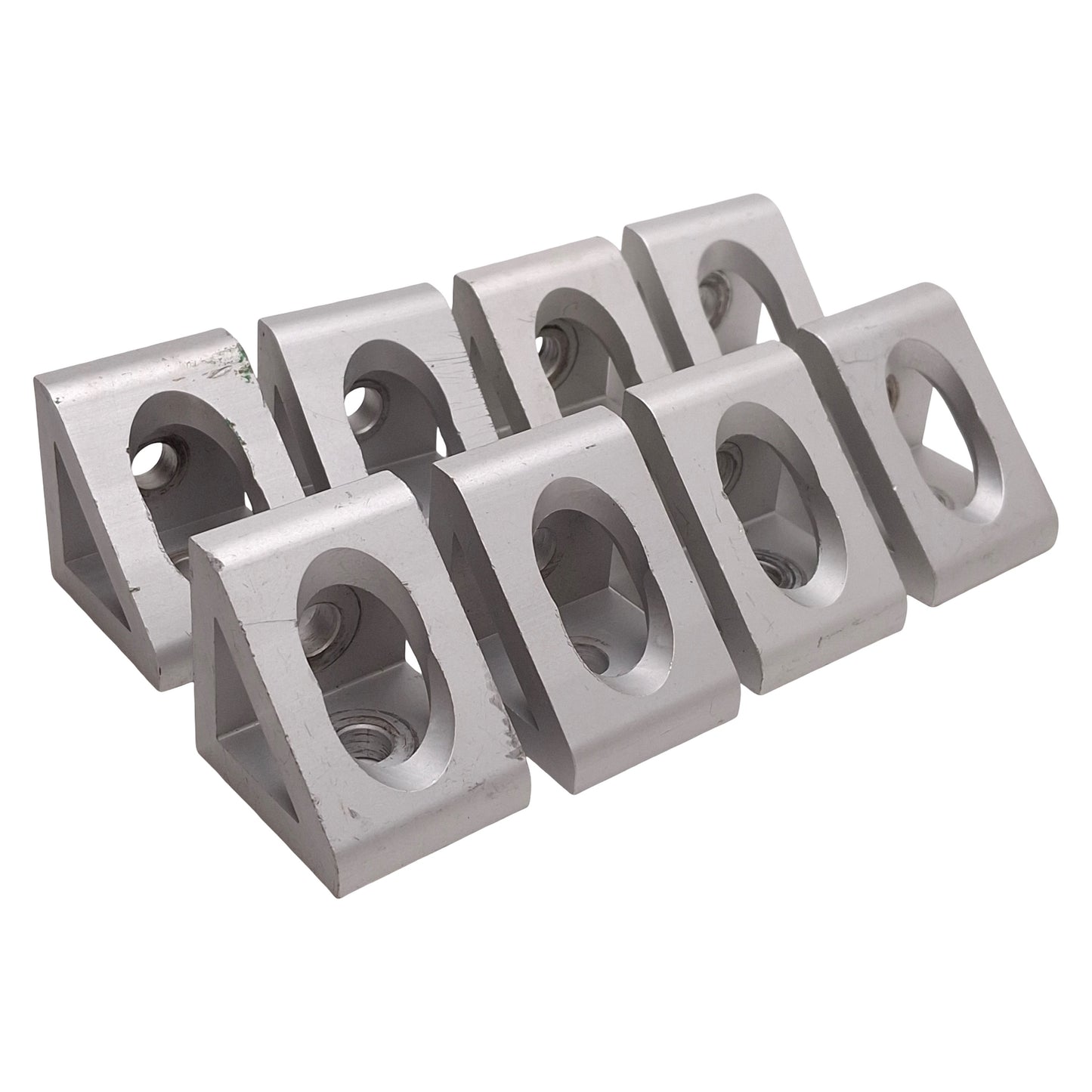 Used Lot of 8 80/20 4332 Gusseted Inside Corner Bracket 15-Series, 1.5 x 1.5 x 1.31in