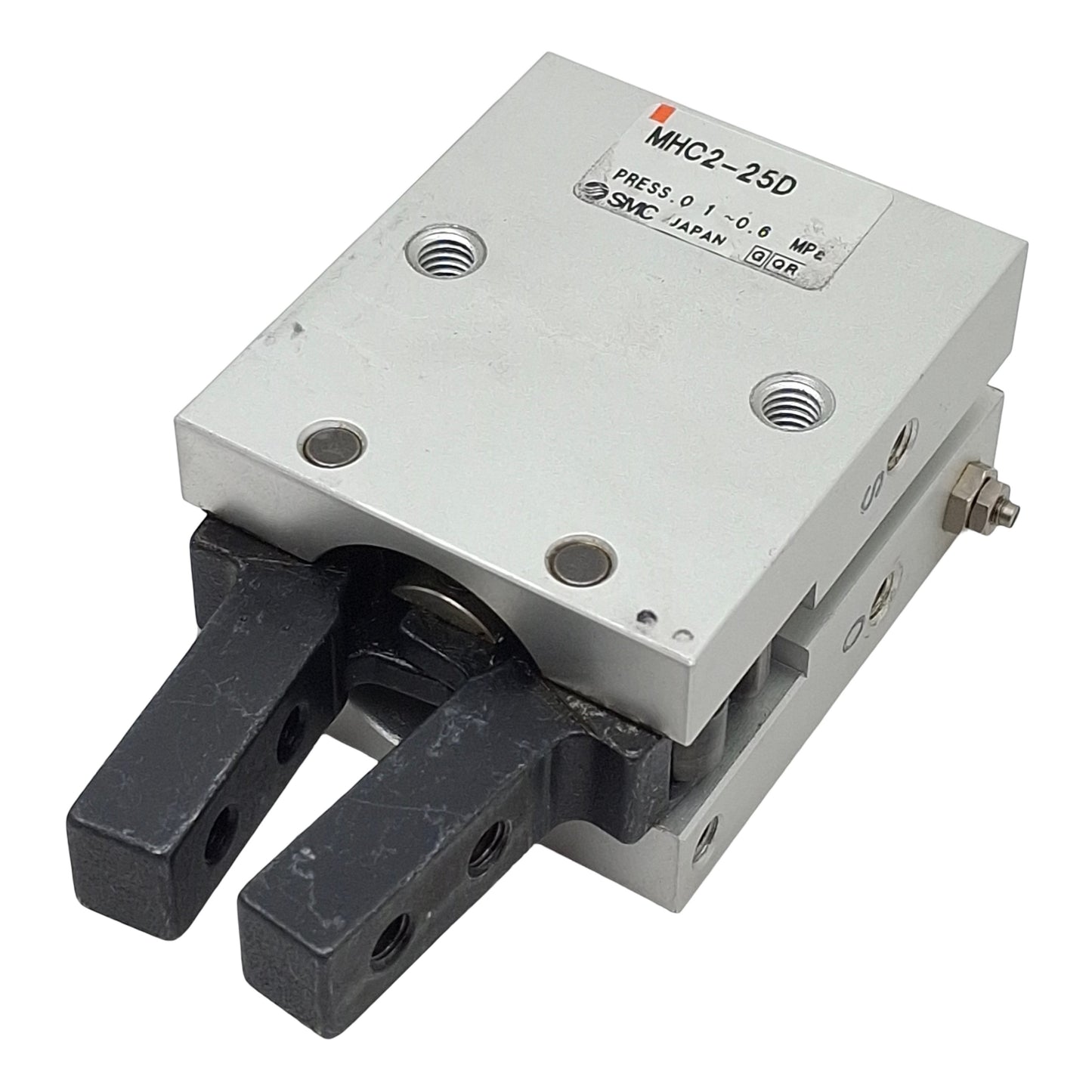 Used SMC MHC2-25D Pneumatic Gripper, ø25mm Bore, 30°~-10° Angle, 1.36Nm, 0.6MPa, M6