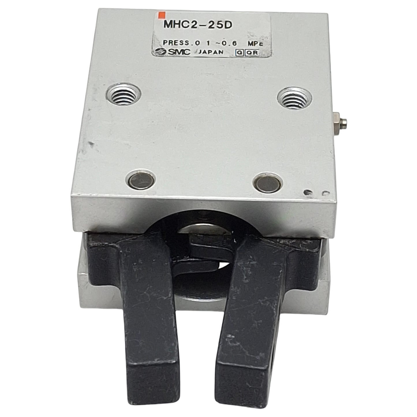 Used SMC MHC2-25D Pneumatic Gripper, ø25mm Bore, 30°~-10° Angle, 1.36Nm, 0.6MPa, M6