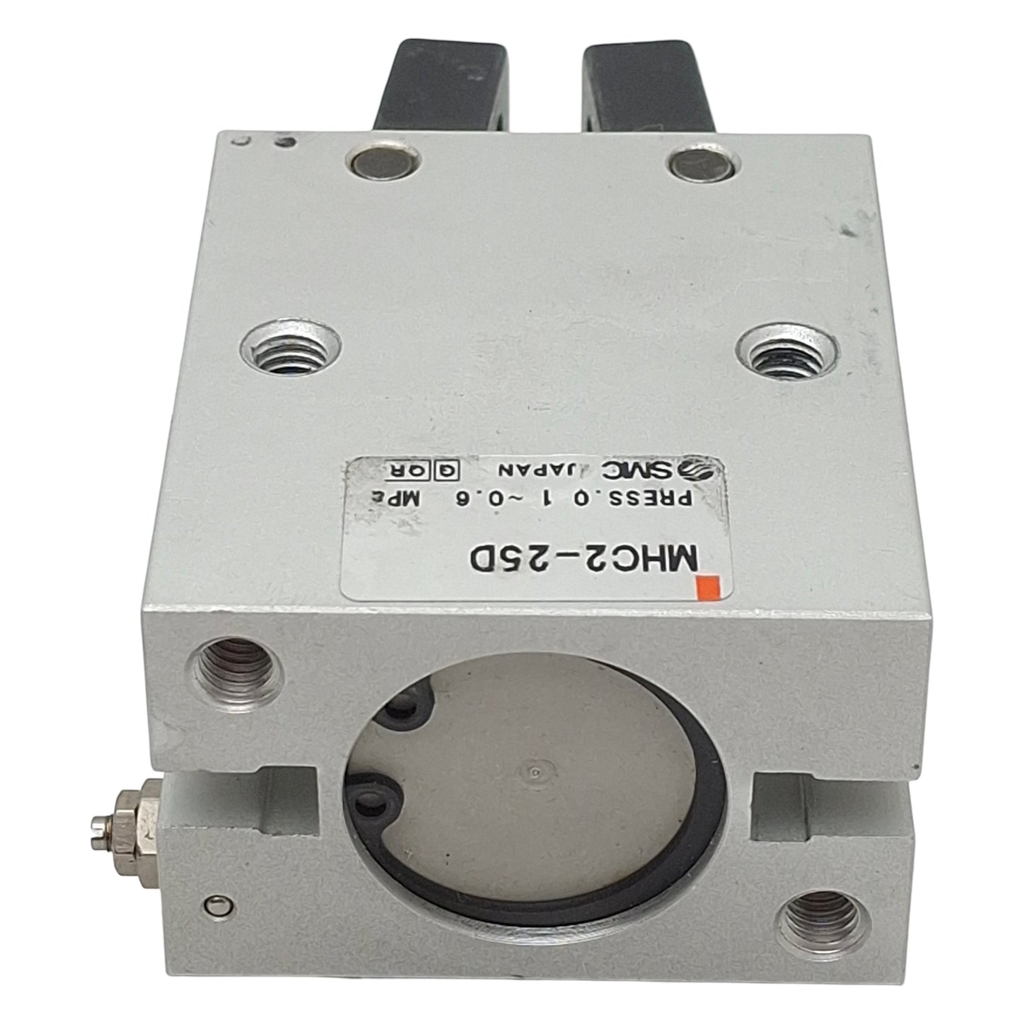Used SMC MHC2-25D Pneumatic Gripper, ø25mm Bore, 30°~-10° Angle, 1.36Nm, 0.6MPa, M6