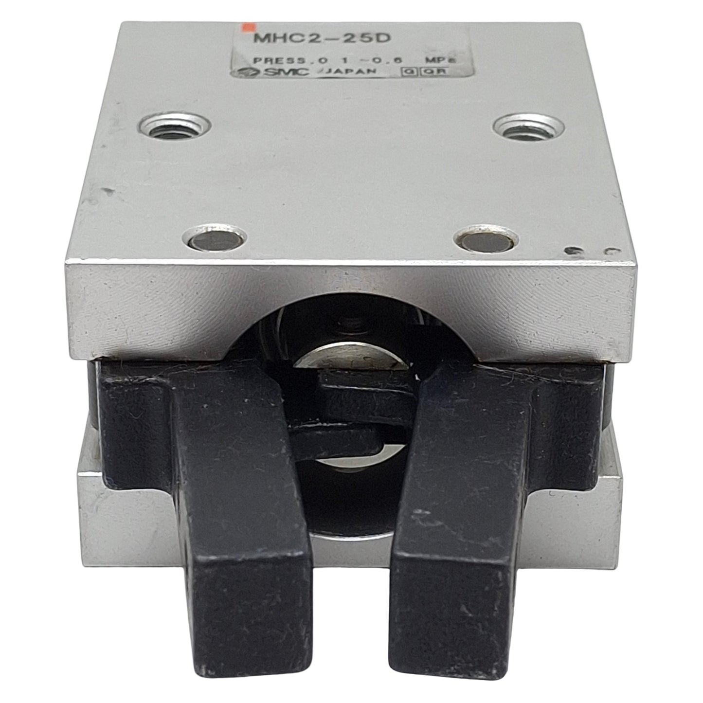 Used SMC MHC2-25D Pneumatic Gripper, ø25mm Bore, 30°~-10° Angle, 1.36Nm, 0.6MPa, M6