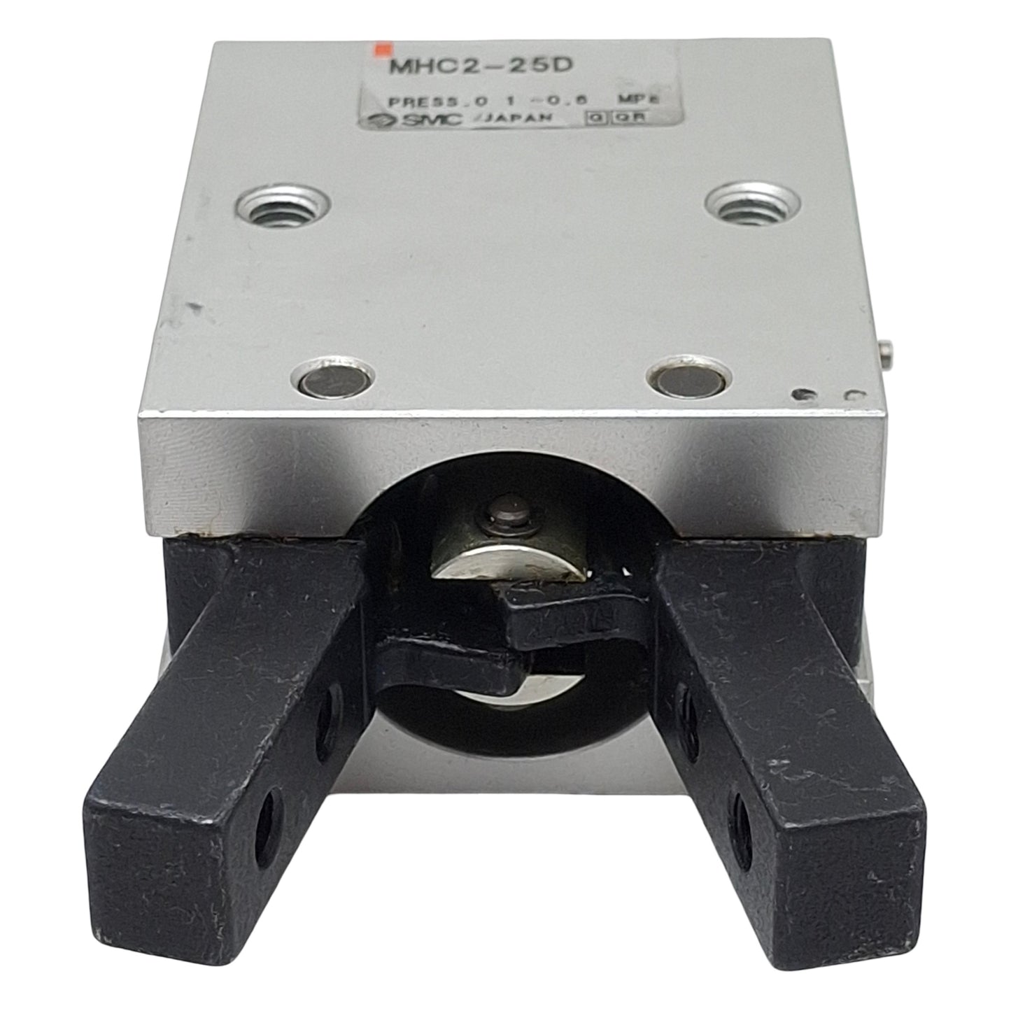 Used SMC MHC2-25D Pneumatic Gripper, ø25mm Bore, 30°~-10° Angle, 1.36Nm, 0.6MPa, M6