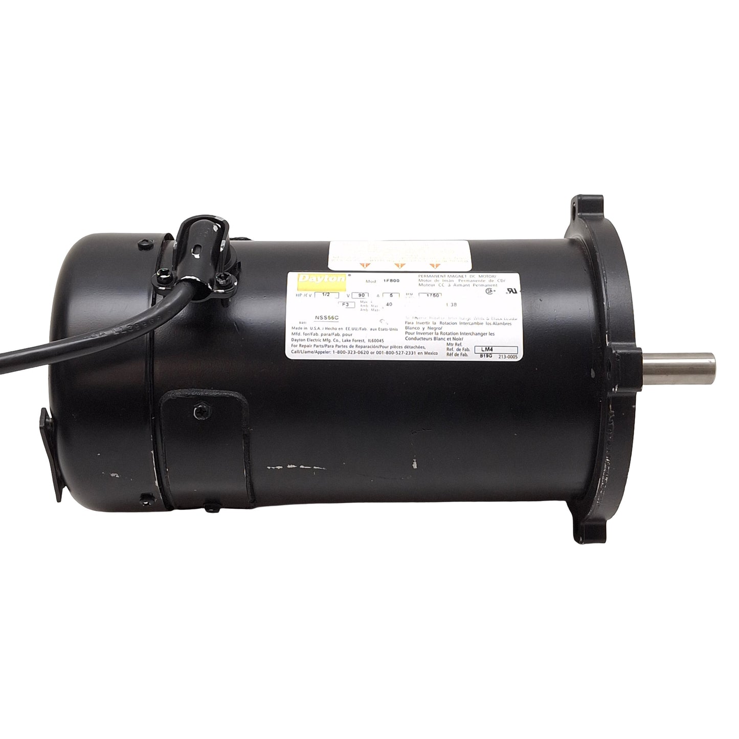Used Dayton 1F800 / 1F800H DC Motor & Controller, 1/2HP 90VDC, 1750rpm, 56C Frame