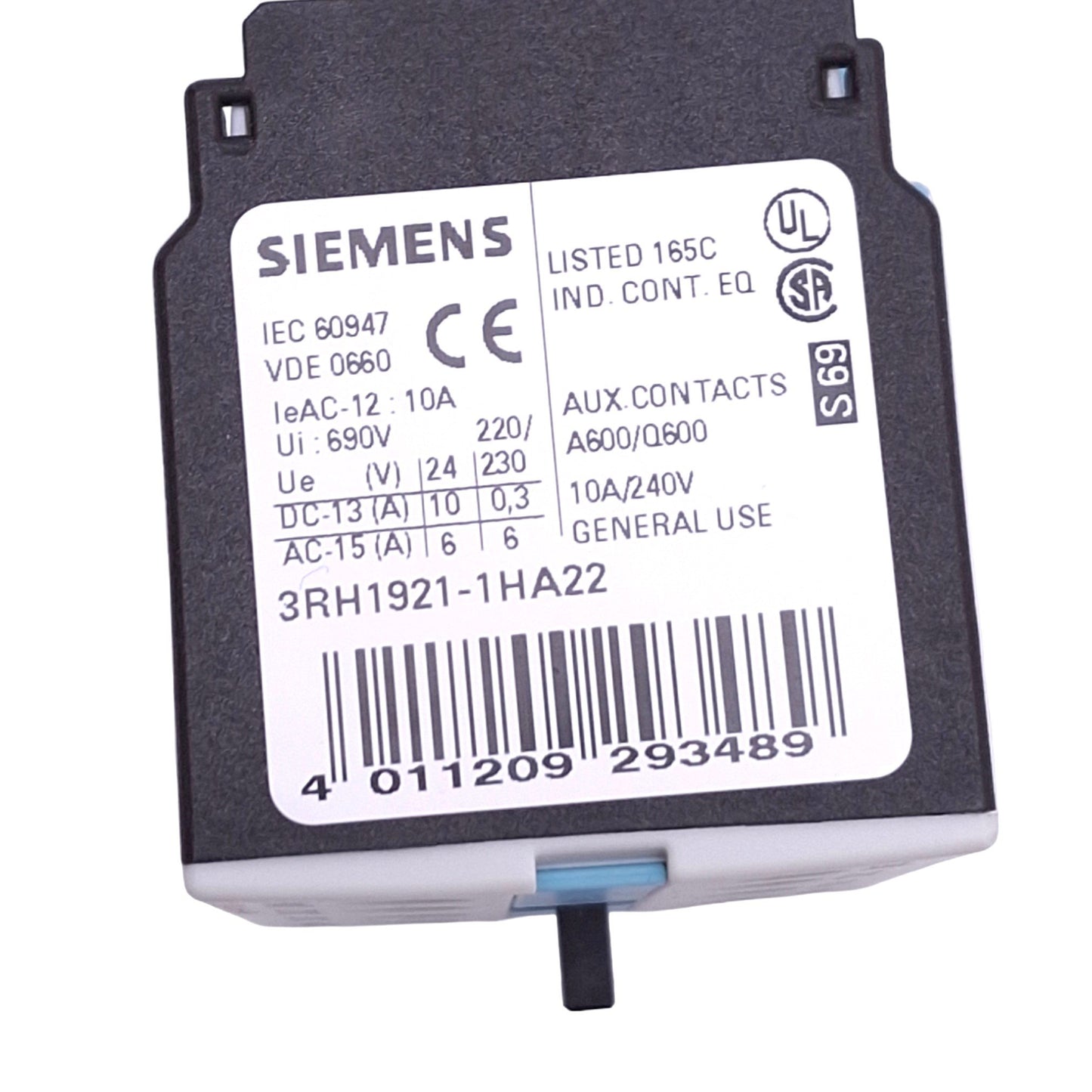 Used Siemens 3RH1921-1HA22 Auxiliary Contact Block for SIRIUS S00-S3, 2NO 2NC