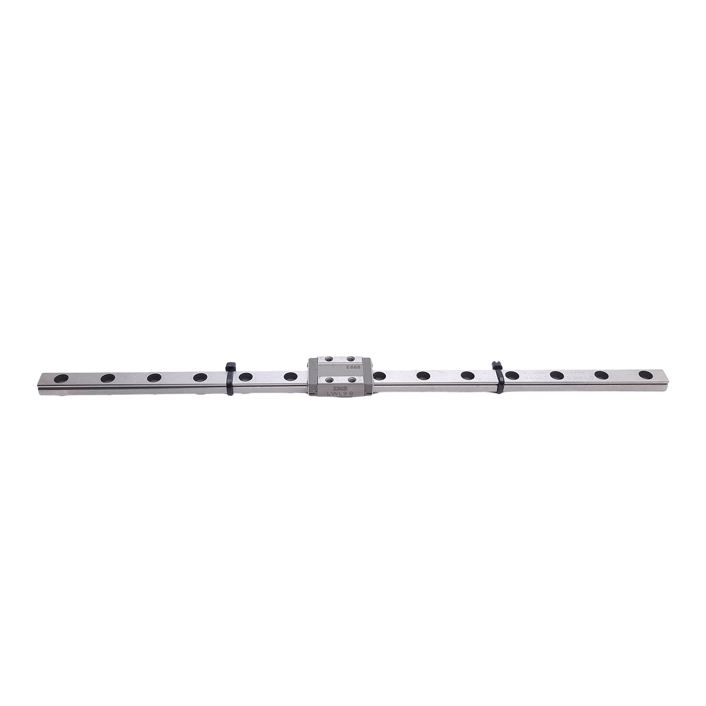 Used IKO LWL9B Linear Ball Bearing Carriage Slide on 178mm Guide Rail, 9mm Wide