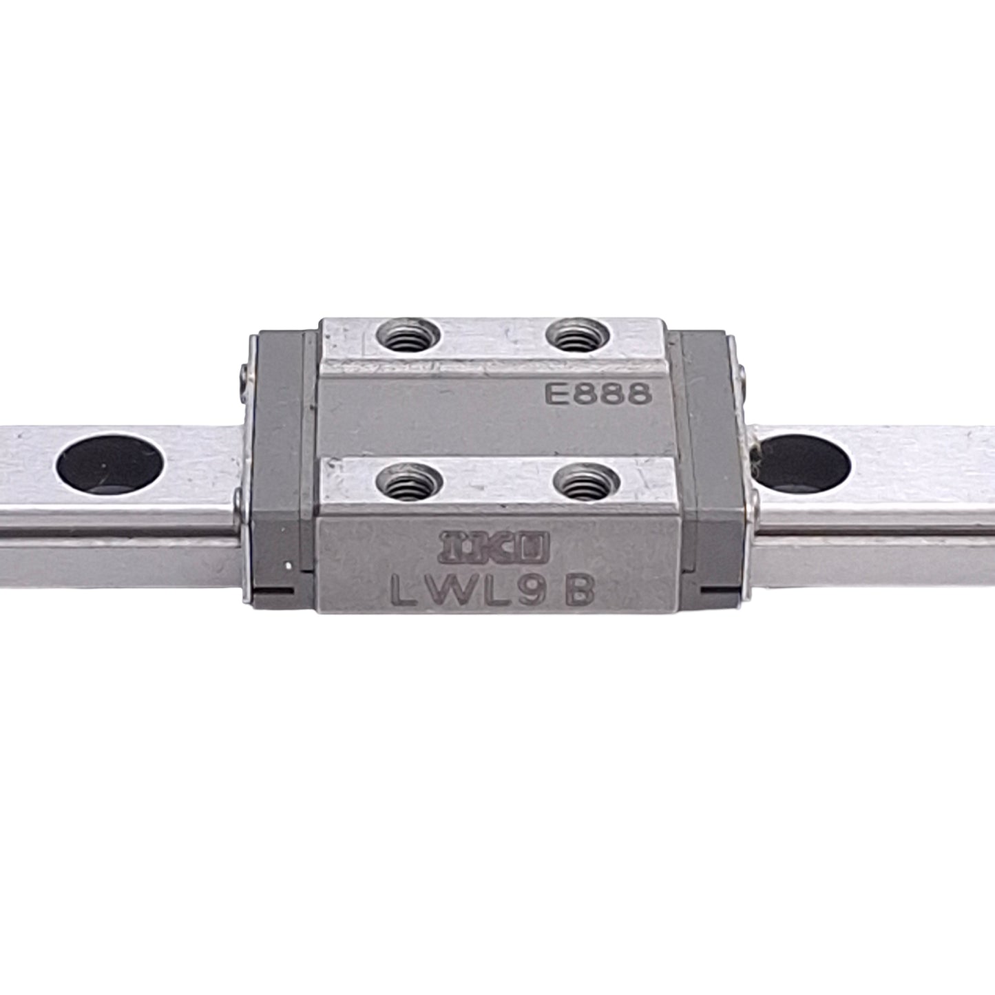 Used IKO LWL9B Linear Ball Bearing Carriage Slide on 178mm Guide Rail, 9mm Wide