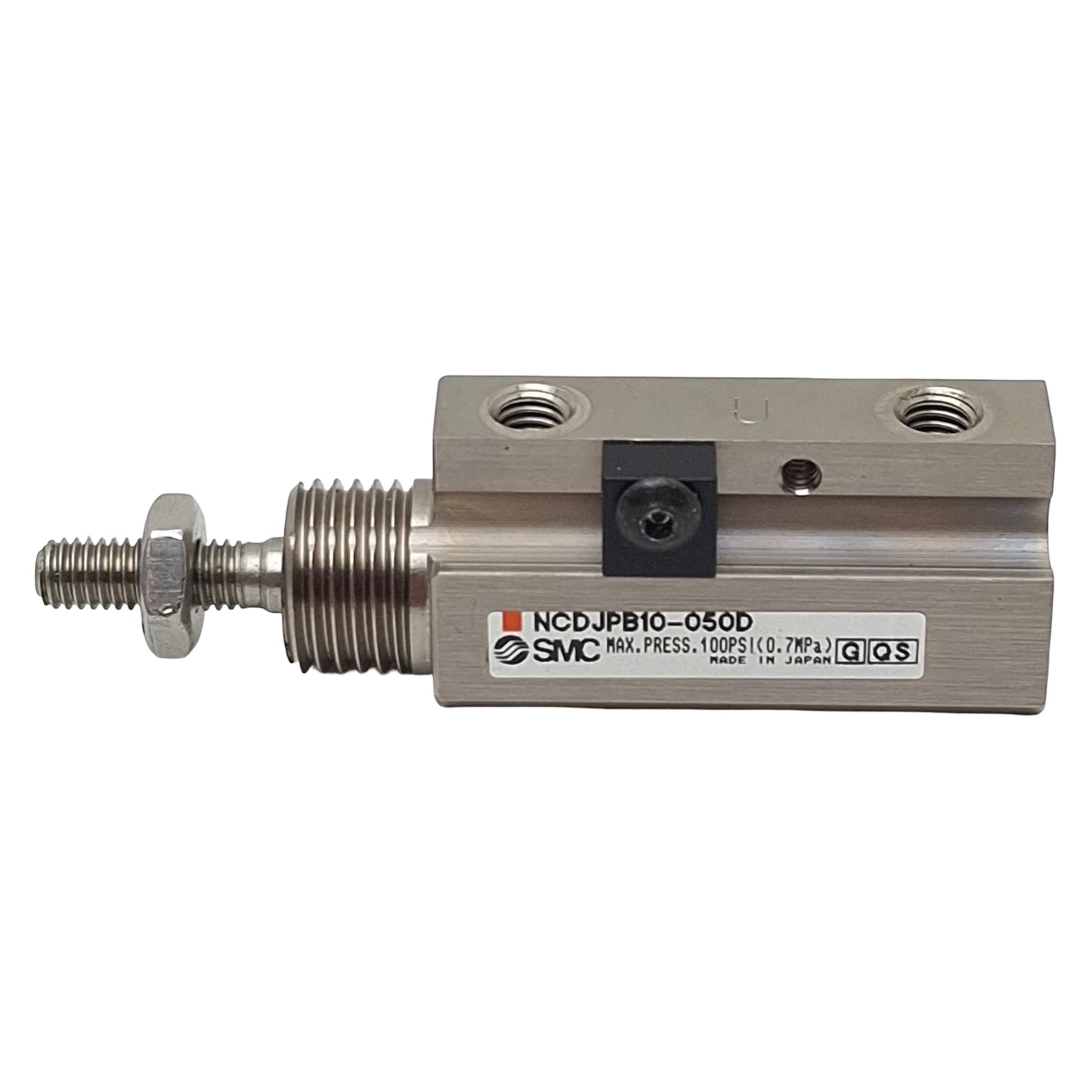 Used SMC NCDJPB10-050D Pin Pneumatic Cylinder ø3/8" Bore, 1/2" Stroke, #10-32, 100psi