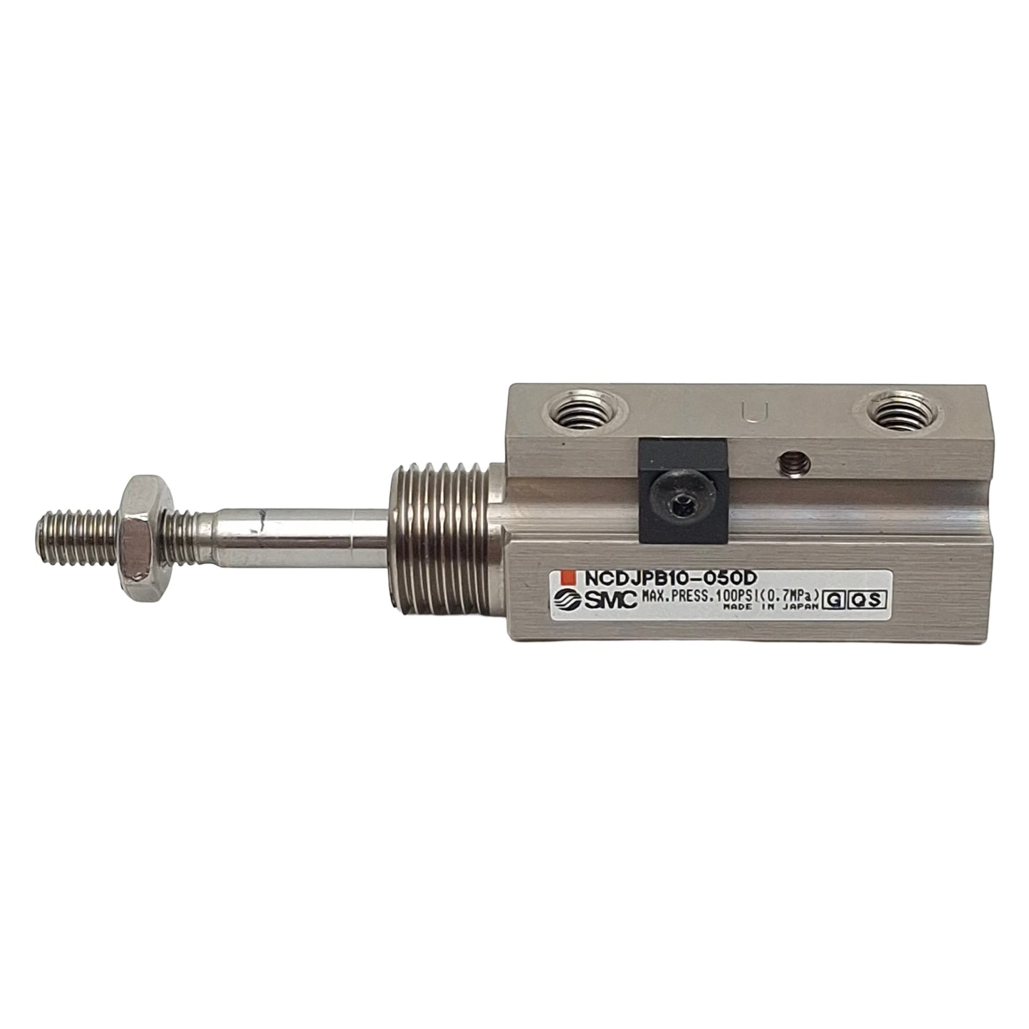Used SMC NCDJPB10-050D Pin Pneumatic Cylinder ø3/8" Bore, 1/2" Stroke, #10-32, 100psi