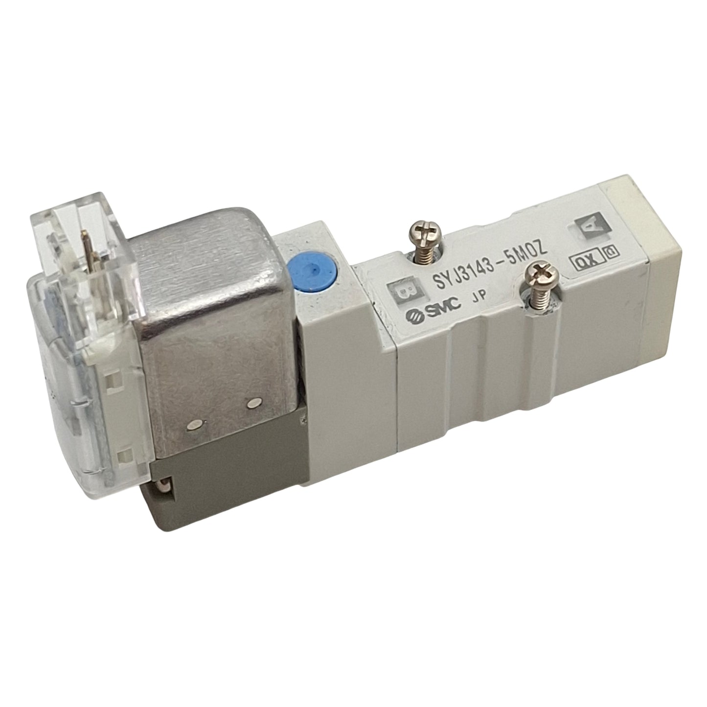 Used SMC SYJ3143-5MOZ Solenoid Valve, 5/2-Way, 0.15-0.7MPa, Base-Mount, 24VDC Coil