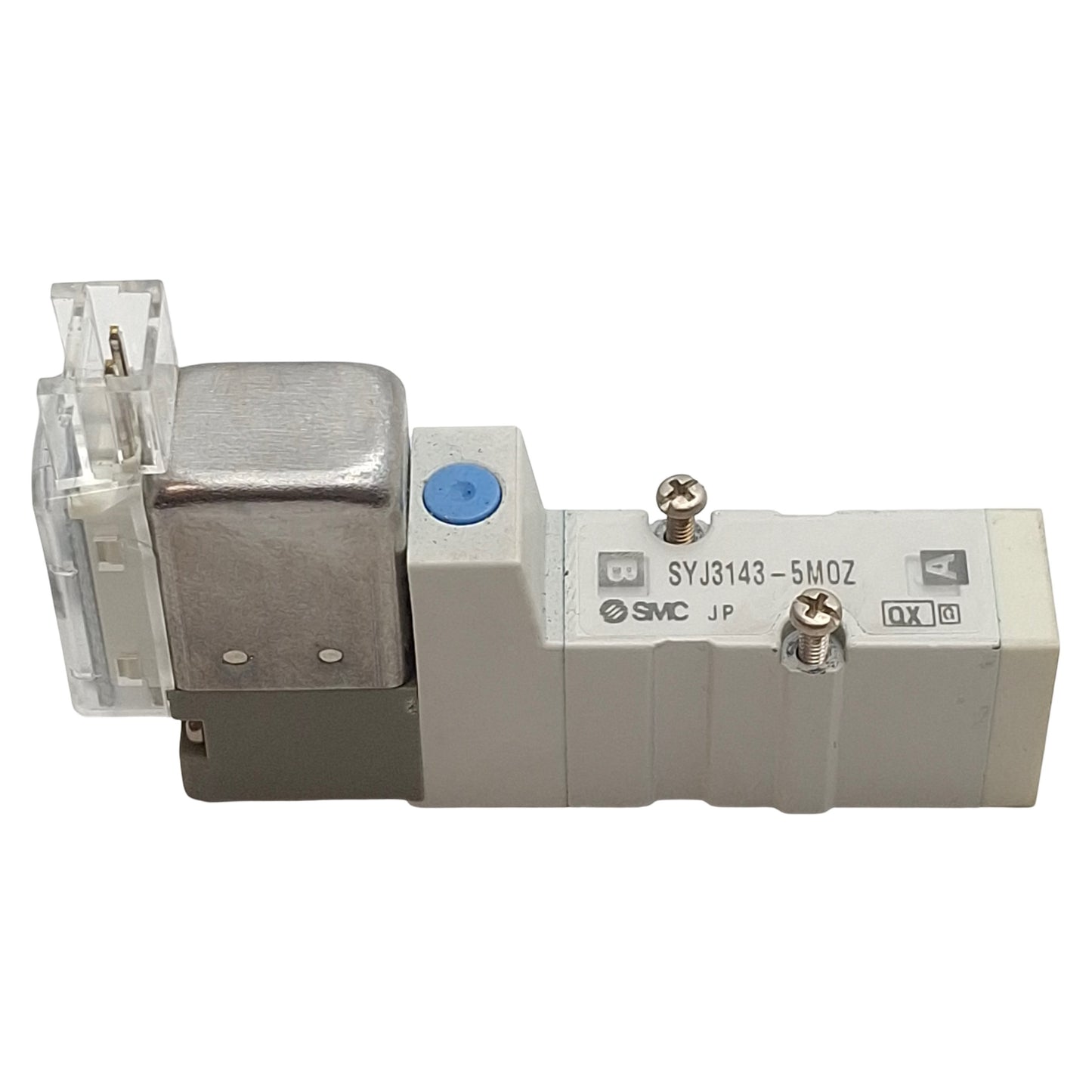 Used SMC SYJ3143-5MOZ Solenoid Valve, 5/2-Way, 0.15-0.7MPa, Base-Mount, 24VDC Coil