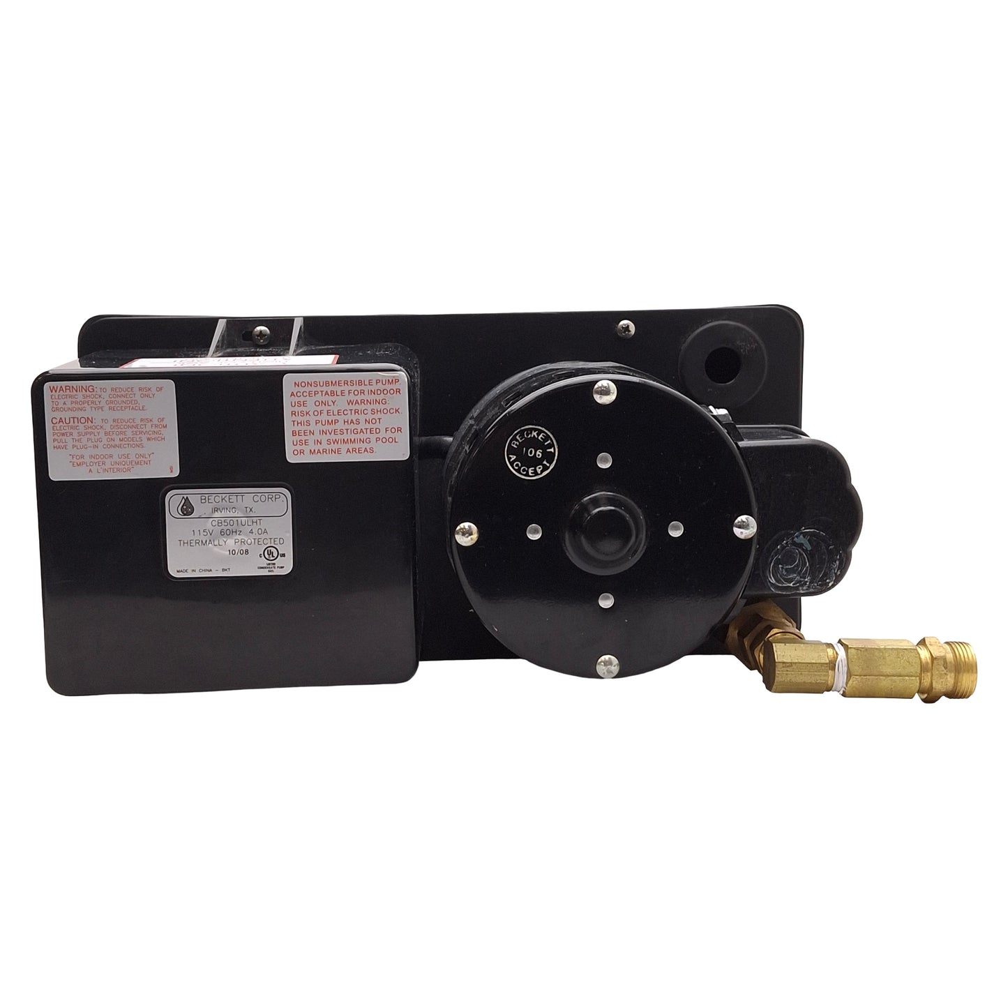 Used Beckett CB501ULHT Condensate Pump, 50ft Max Lift, 1-Gallon, 212°F, 115VAC 4.0A