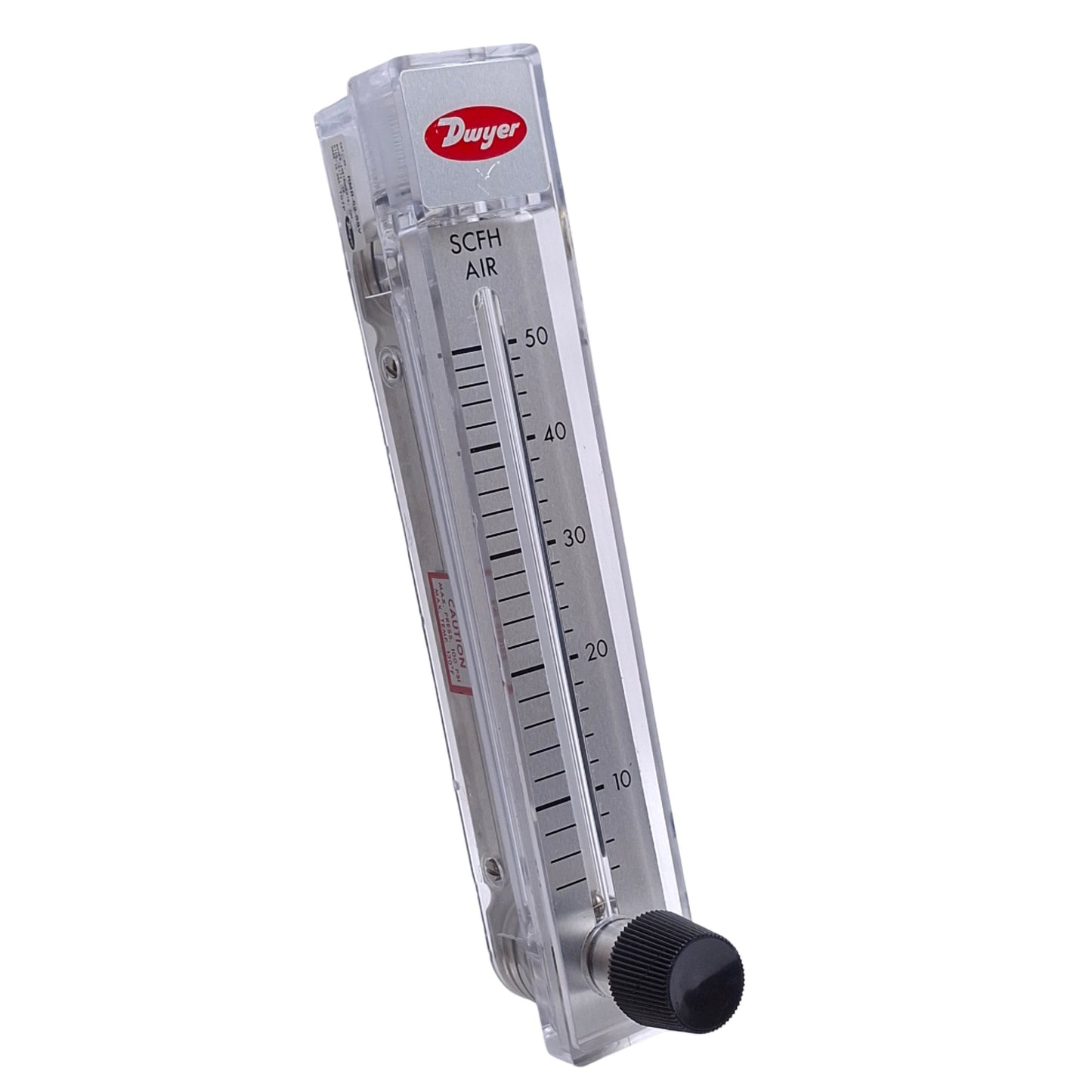 Used Dwyer RMB-52-SSV Air Flow Meter, Scale: 5" Range: 4-50 SCFH, Ports: 1/4" NPT