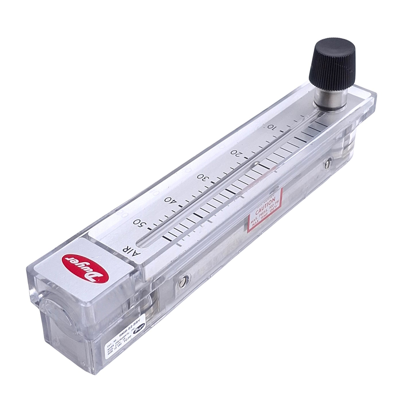 Used Dwyer RMB-52-SSV Air Flow Meter, Scale: 5" Range: 4-50 SCFH, Ports: 1/4" NPT