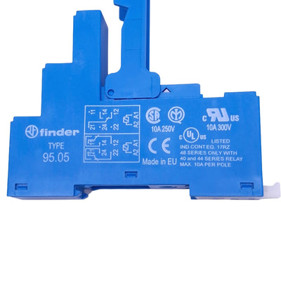 New Lot of 4 Finder 95.05 Relay Sockets for 40 Series, 8-Pin, 10A 250V Max, DIN Rail