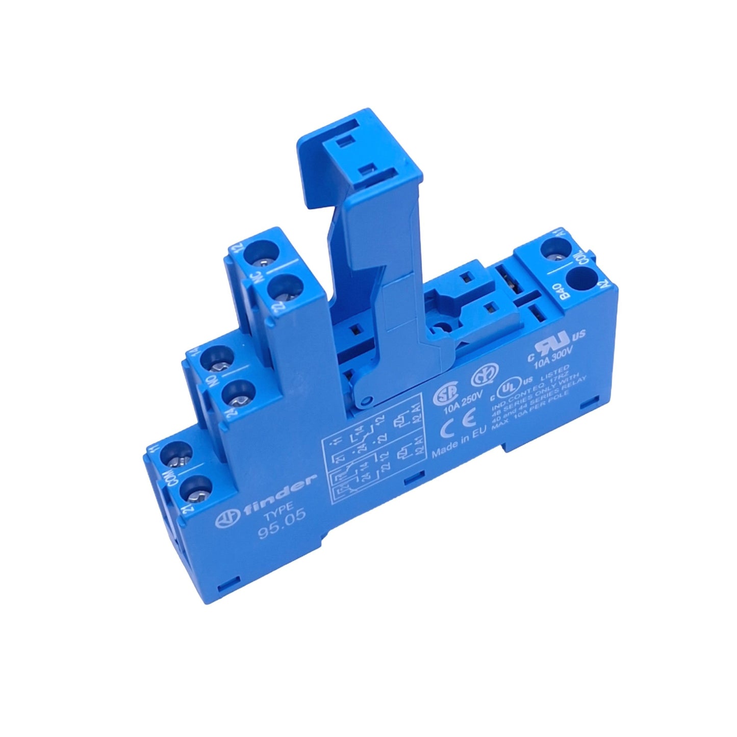 New Lot of 4 Finder 95.05 Relay Sockets for 40 Series, 8-Pin, 10A 250V Max, DIN Rail