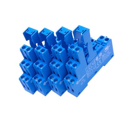 New Lot of 4 Finder 95.05 Relay Sockets for 40 Series, 8-Pin, 10A 250V Max, DIN Rail