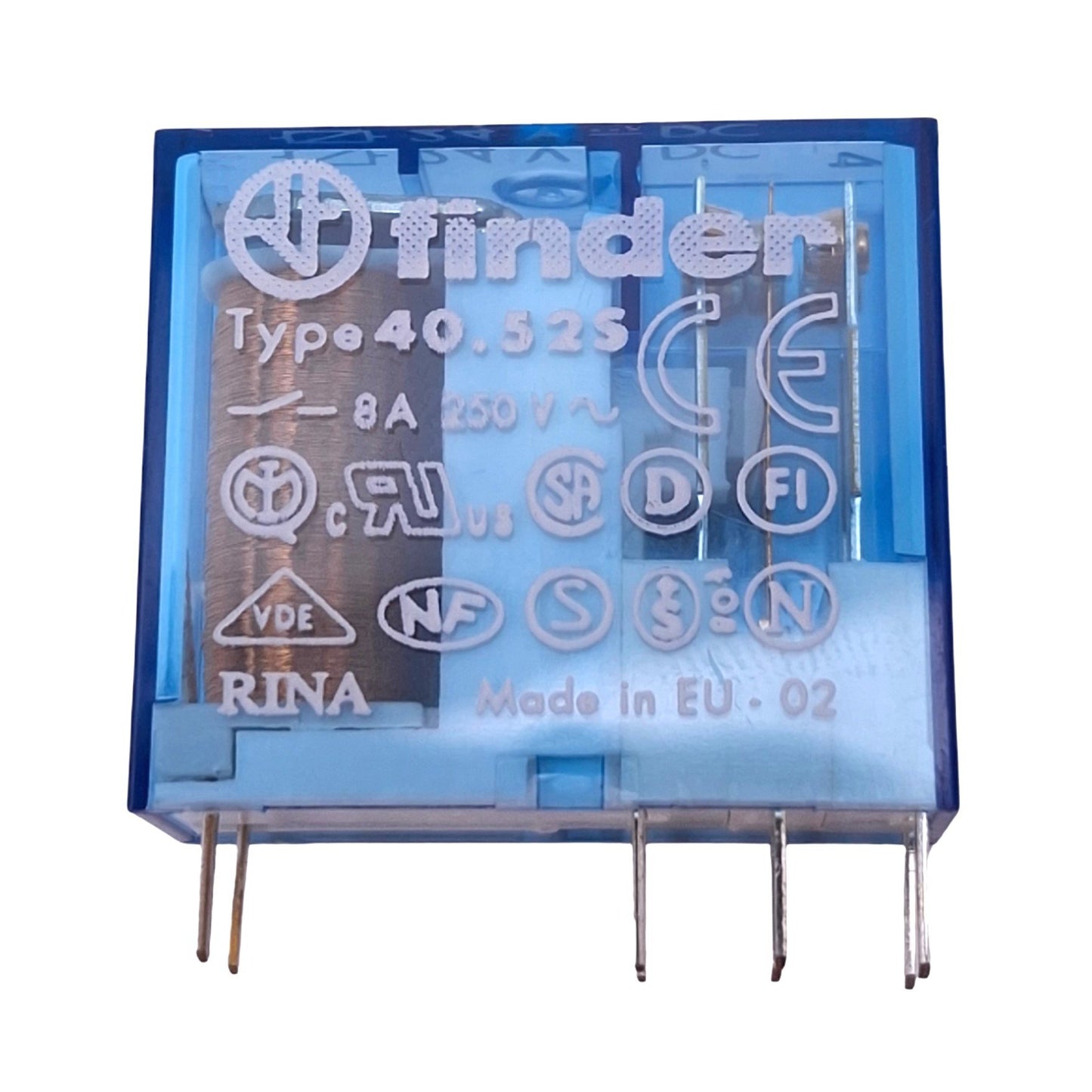 New Lot of 2 Finder 40.525 Plug-In Relays, 8-Pin, 8A 250VAC Max, 24VDC Coil