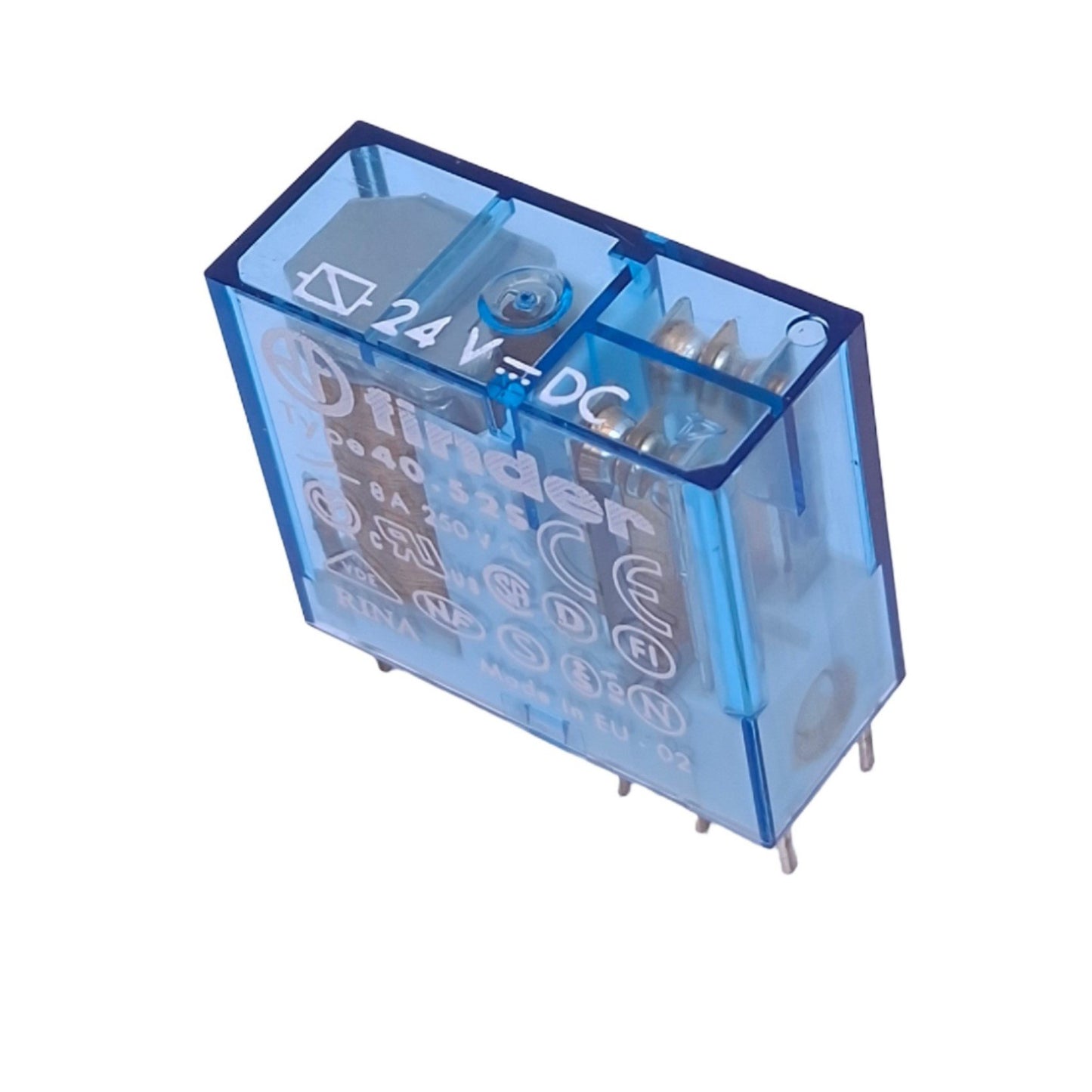 New Lot of 2 Finder 40.525 Plug-In Relays, 8-Pin, 8A 250VAC Max, 24VDC Coil