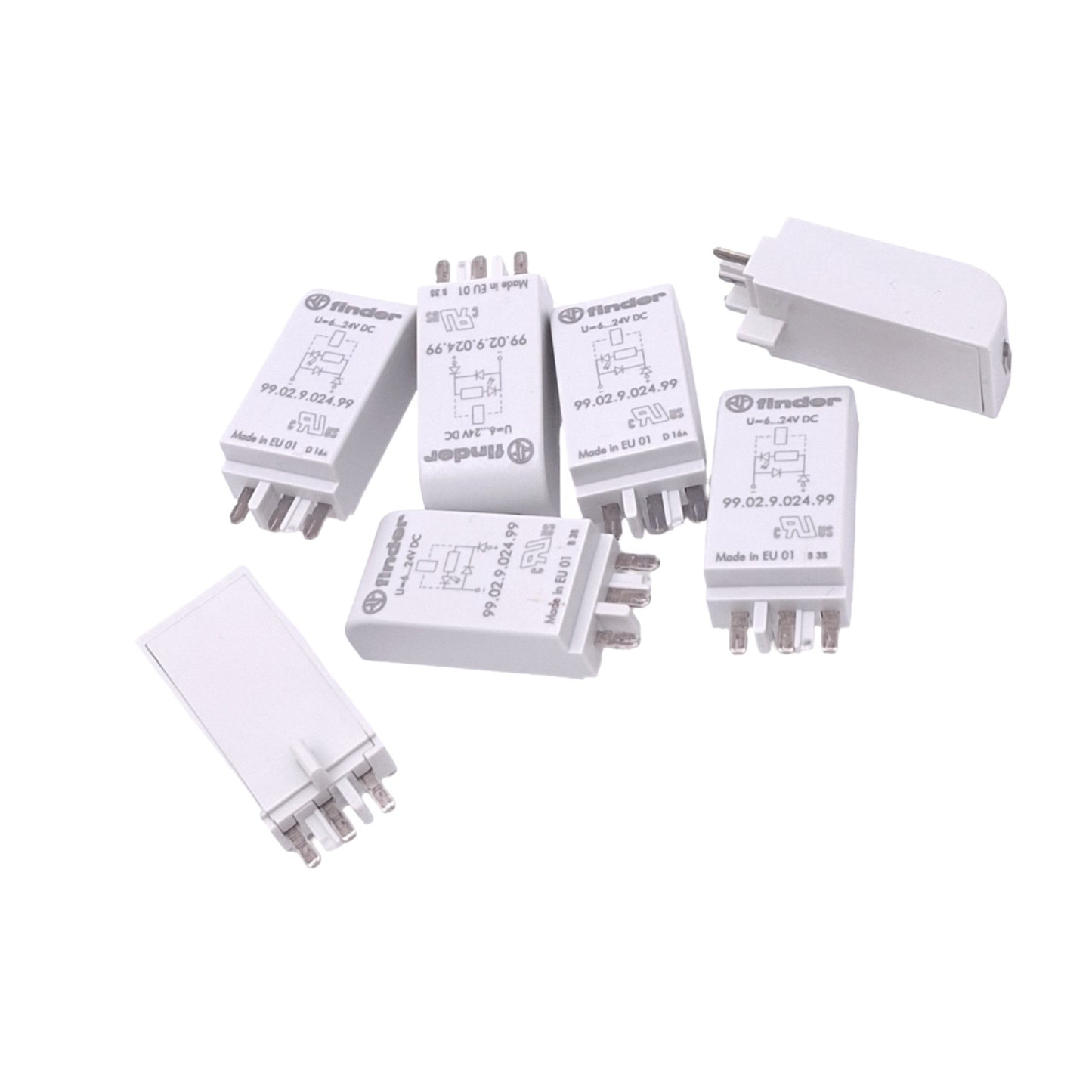 Used Lot of 7 Finder 99.02.9.024.99 Coil Indication EMC Suppression Modules, 6-24VDC