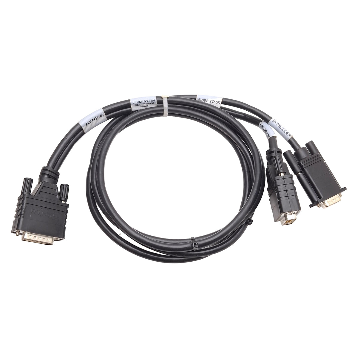 Used Parker 71-021600-04 Rev C Command Cable, Aries to 6K, Encoder & Drive, 4ft