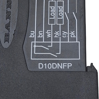 Used Banner D10DNFP 62379 Fiber Optic Sensor, 2NPN, 12-24VDC, 6-Wire Lead, DIN Rail