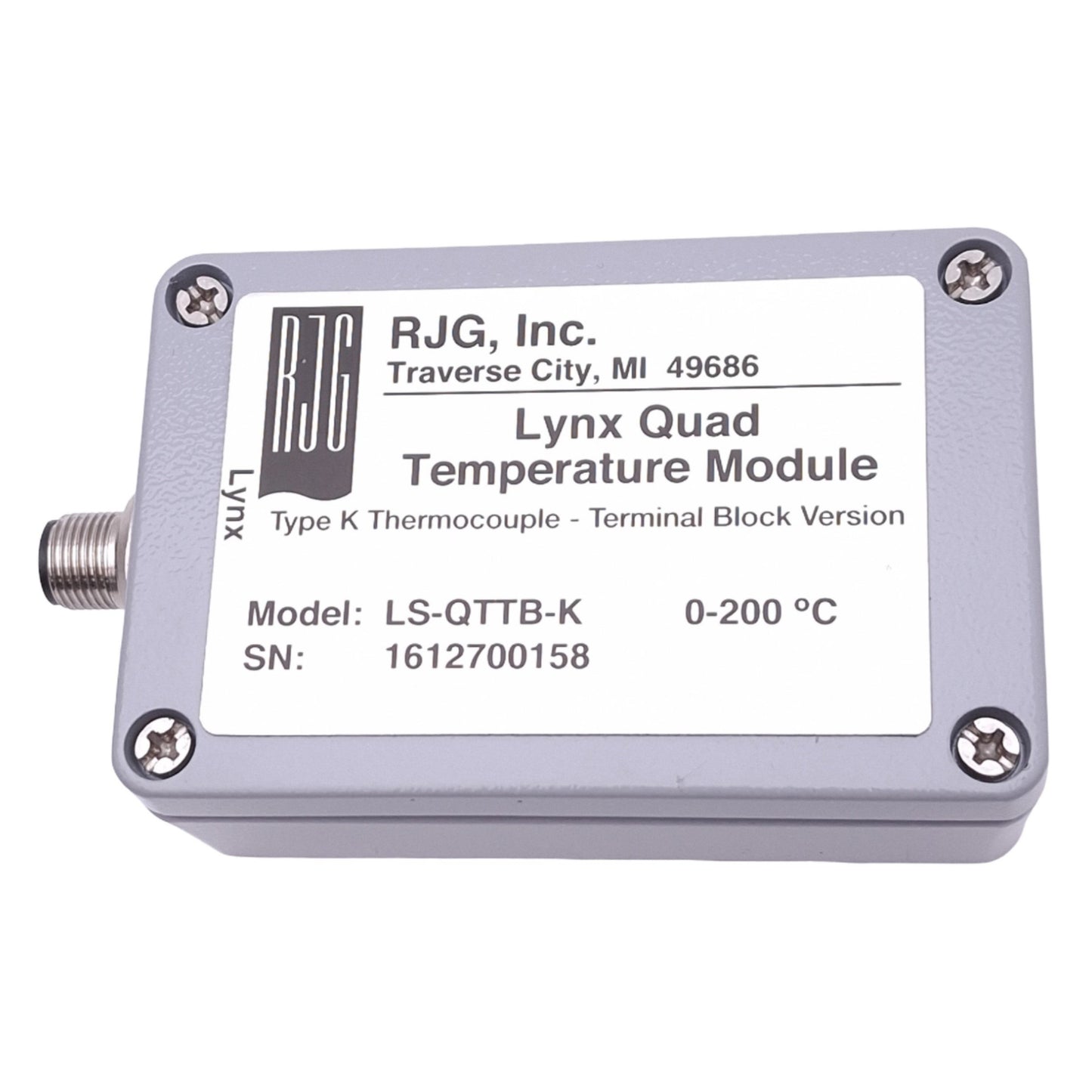 Used RJG LS-QTTB-K Lynx Quad Temperature Module, Type K Thermocouple 0-200C, M12 4-P